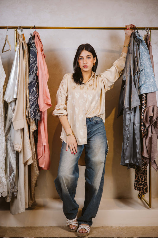 Beige jacquard chemise