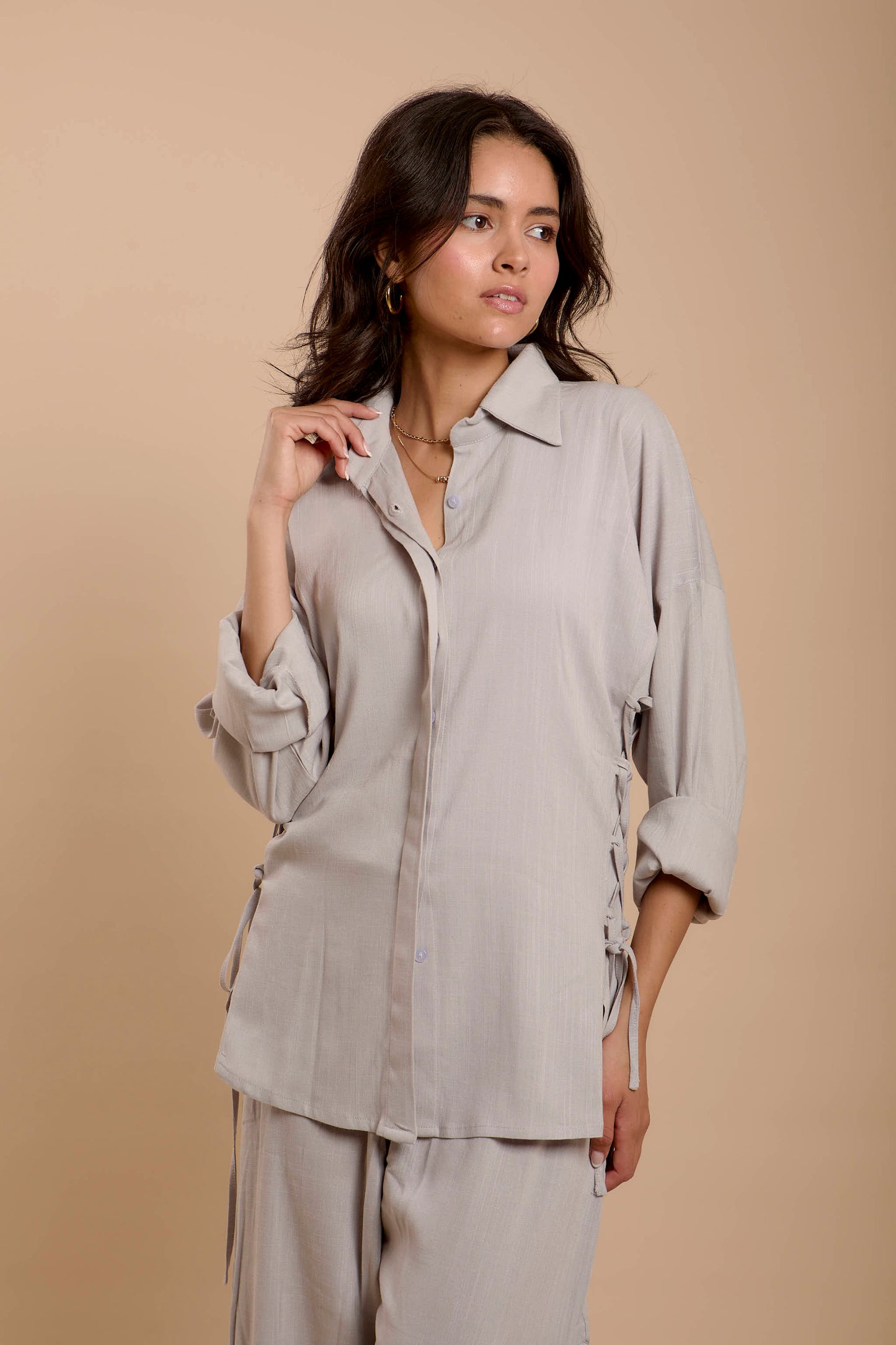 Grey Side sinching Shirt