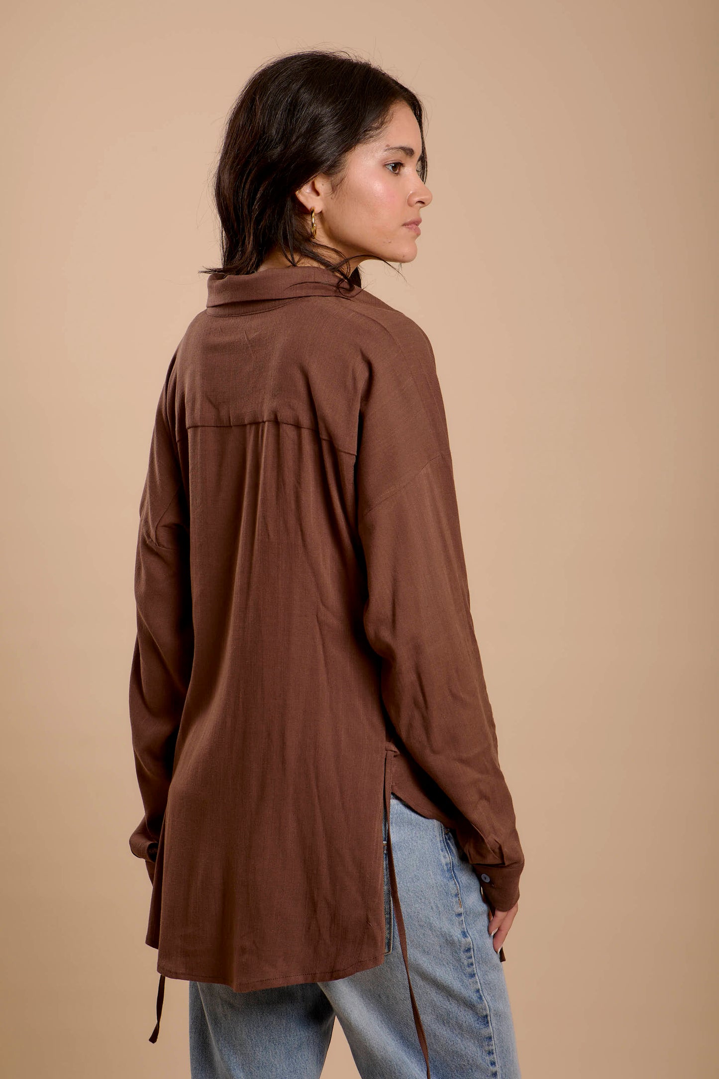 Brown Side sinching Shirt