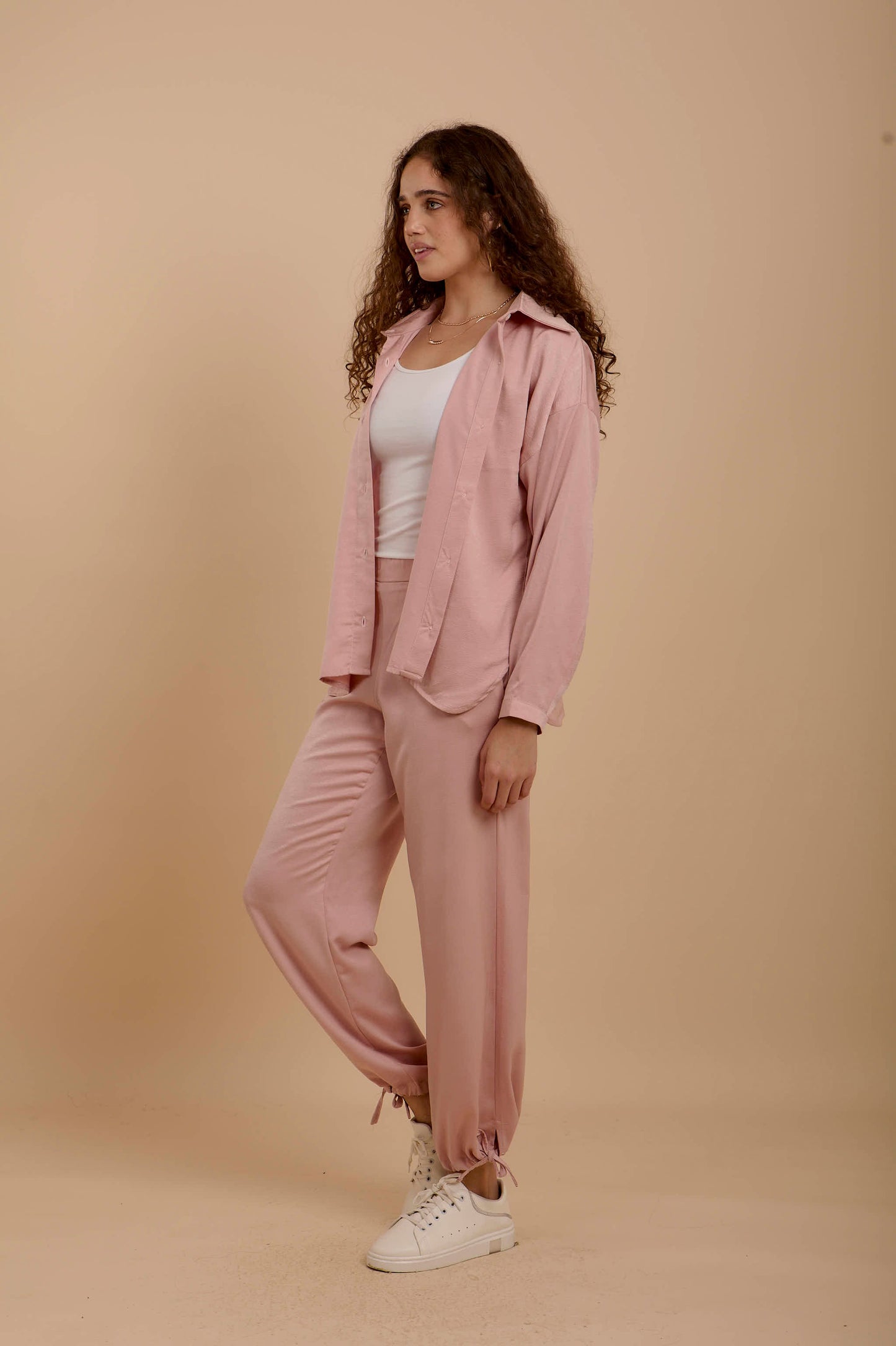 Pink Crushed satin Set