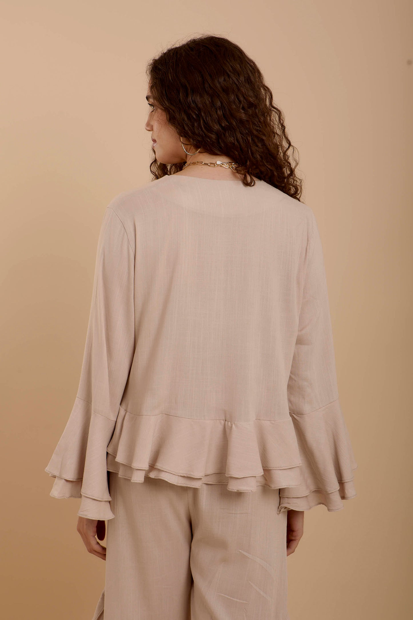 Beige Boho Long sleeve Top