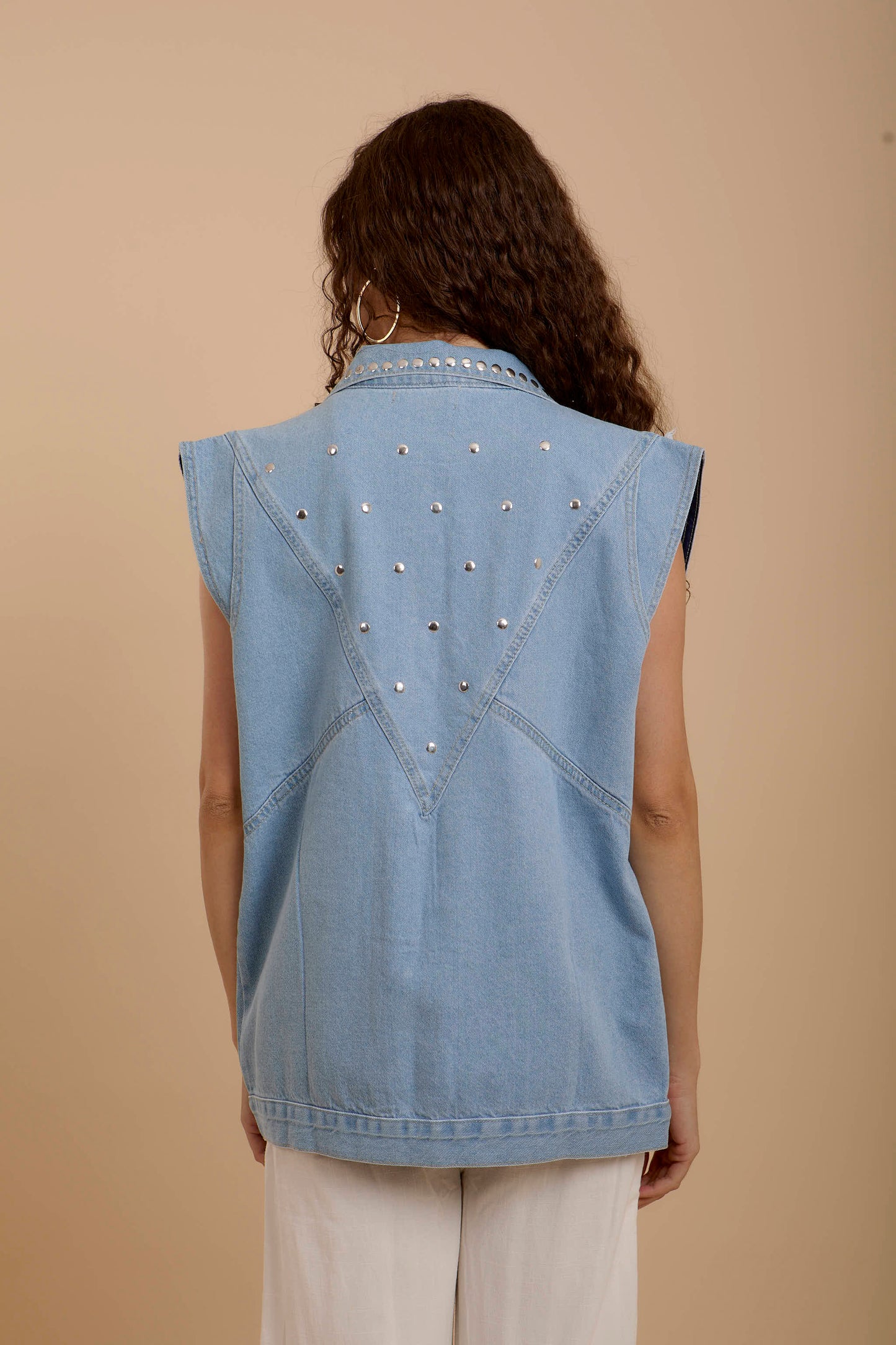 Blue Denim Vest with studs