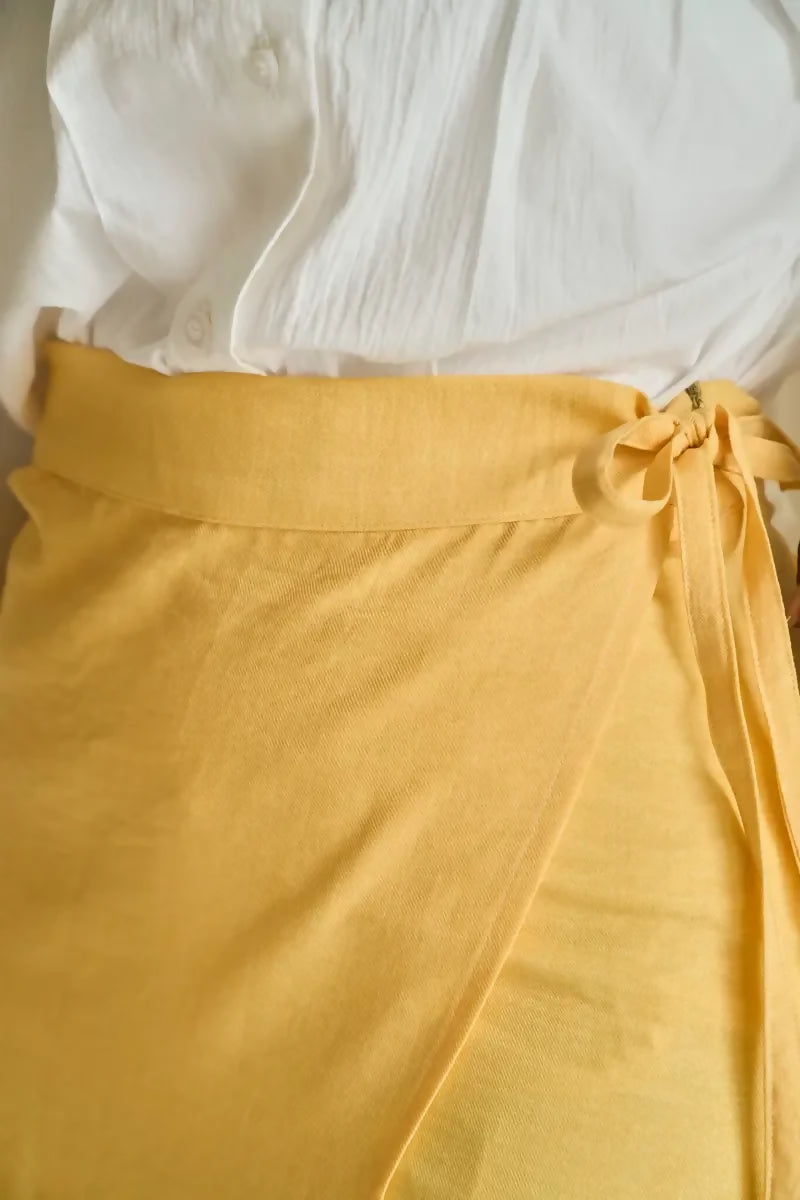 Powder Yellow Seashell Wrap Skirt