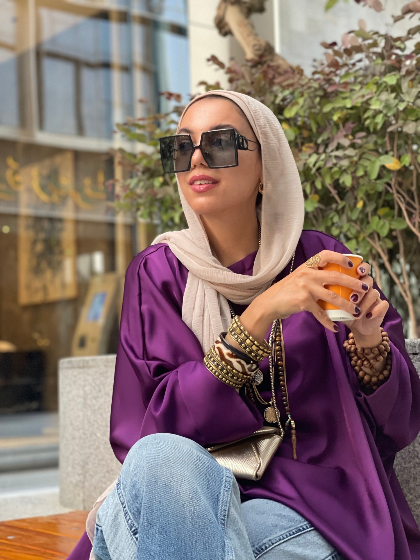 Purple satin poncho( it’s not allowed to order multiple satin item to try)