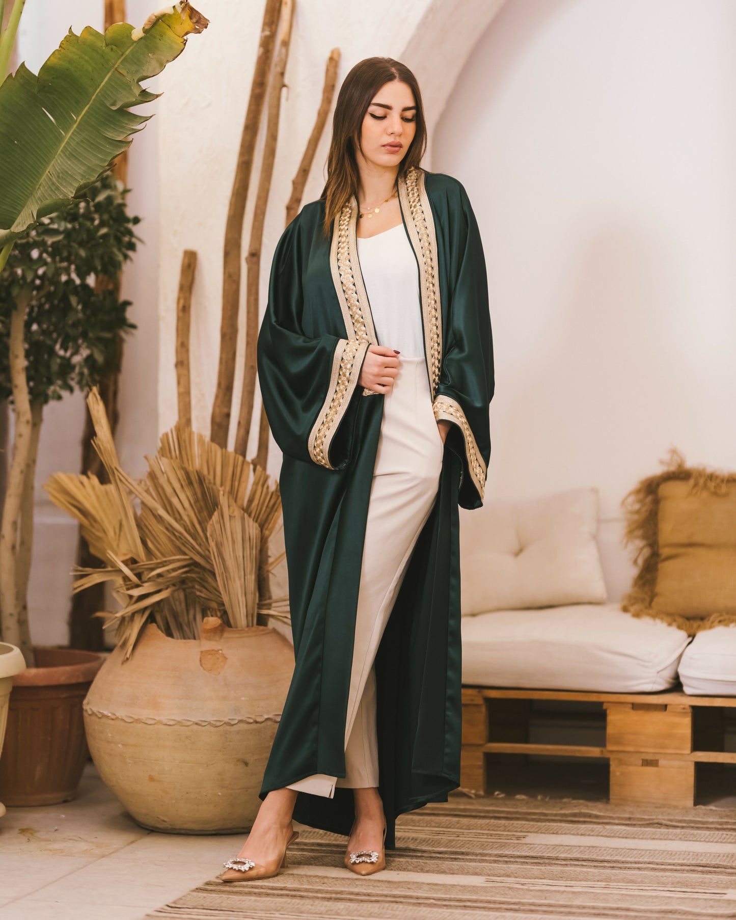 Green Satin Kaftan