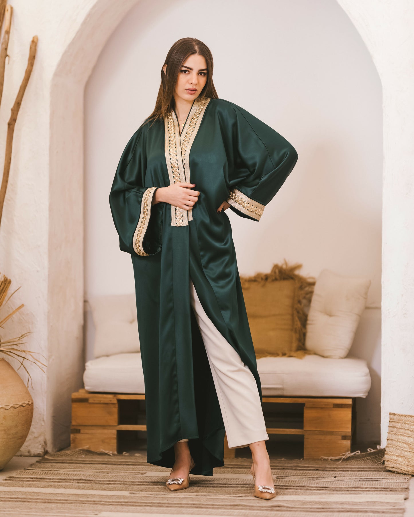 Green Satin Kaftan