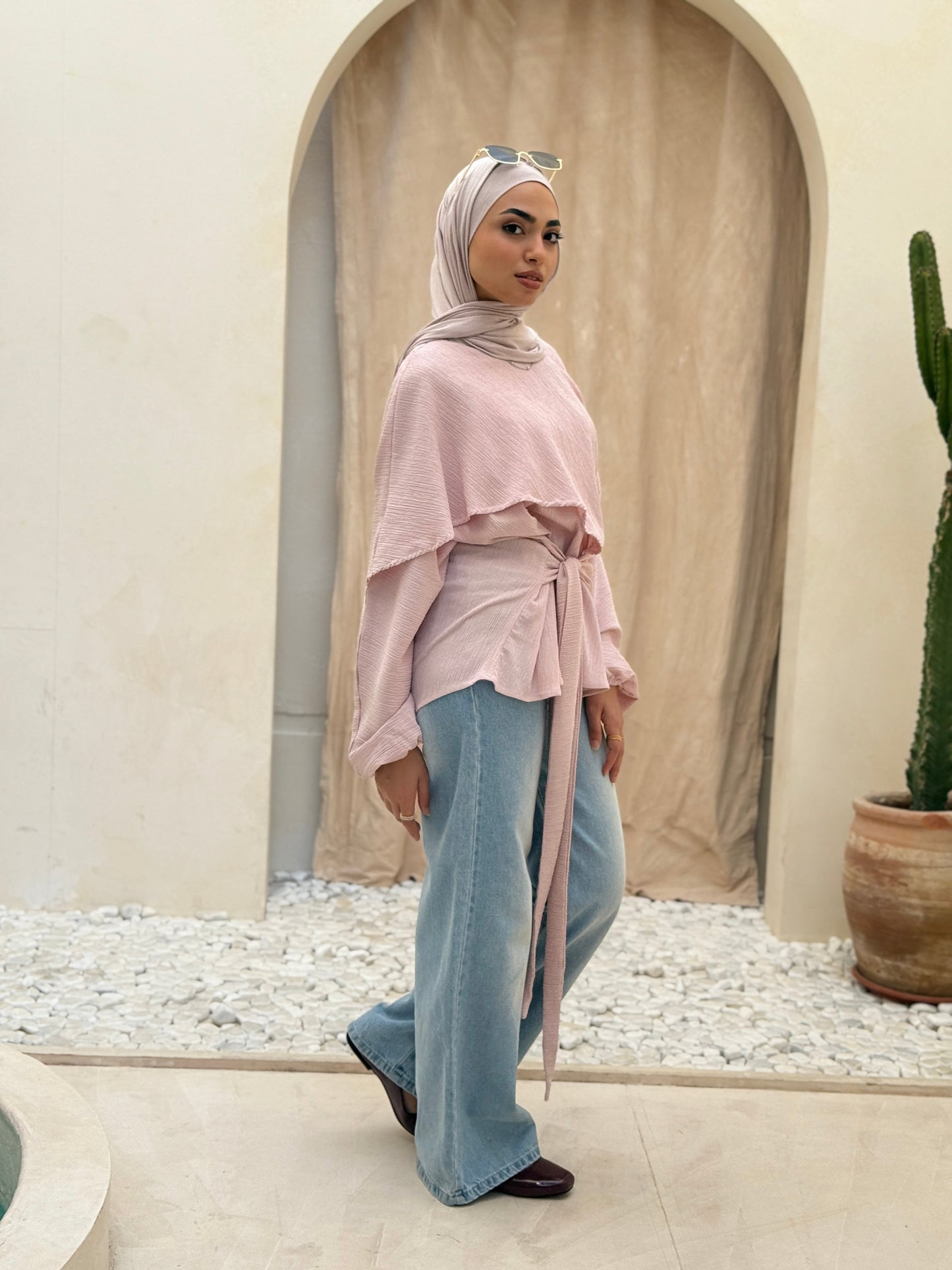 Elegant Twist Blouse In Pink
