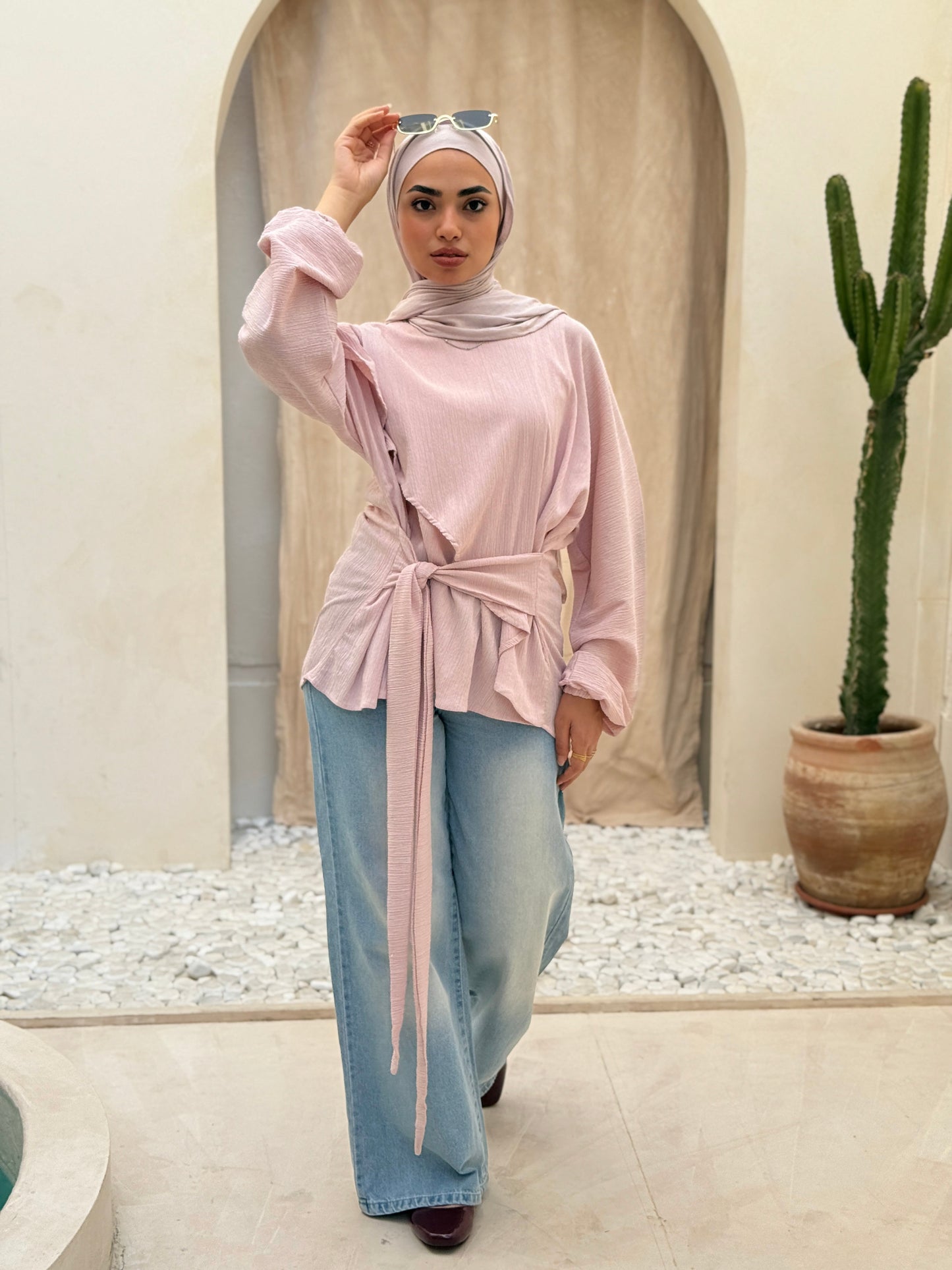Elegant Twist Blouse In Pink
