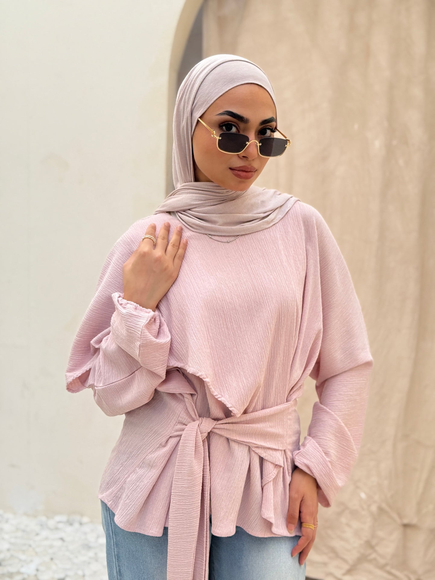 Elegant Twist Blouse In Pink