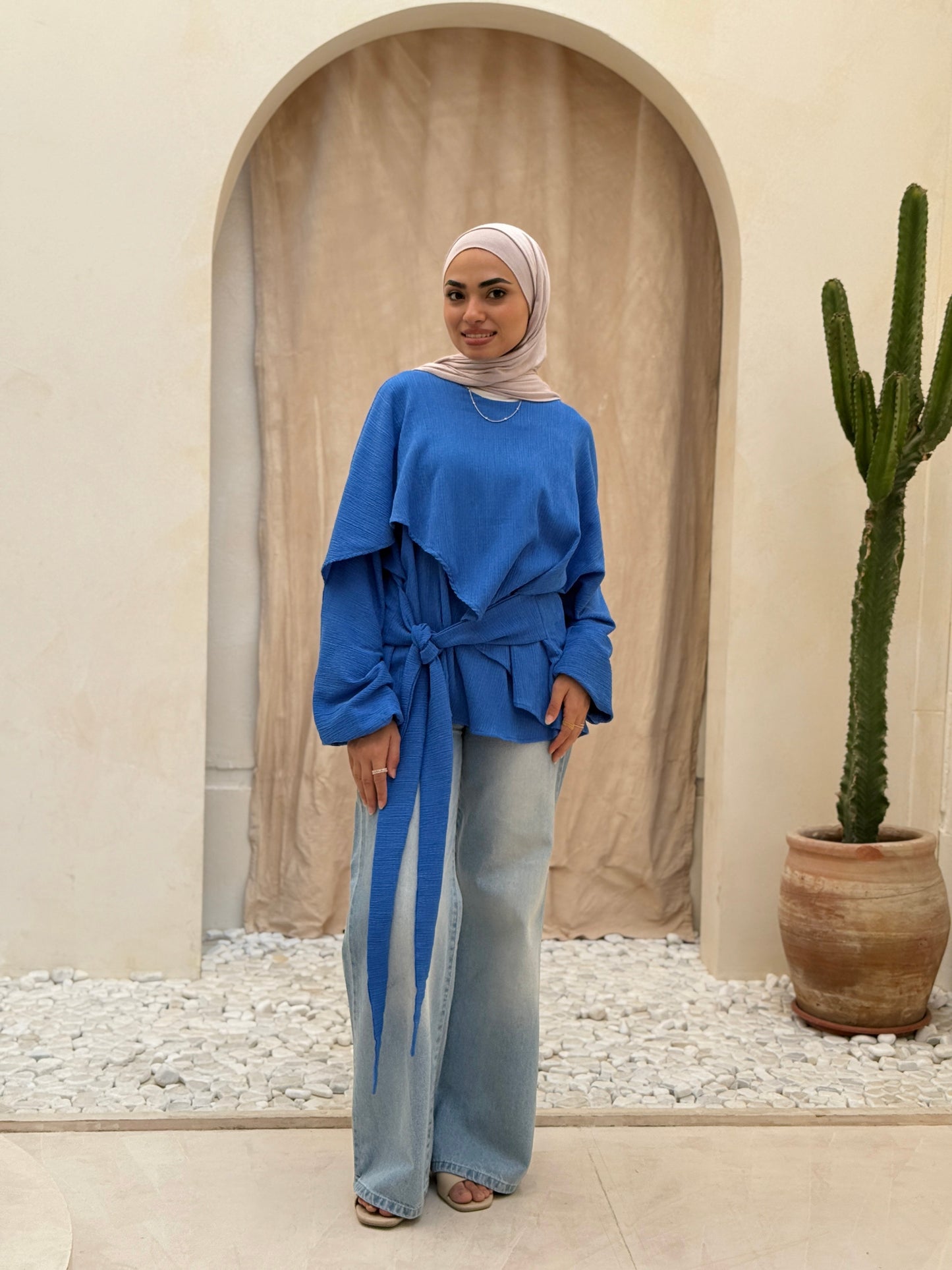 Elegant Twist blouse In Royal Blue