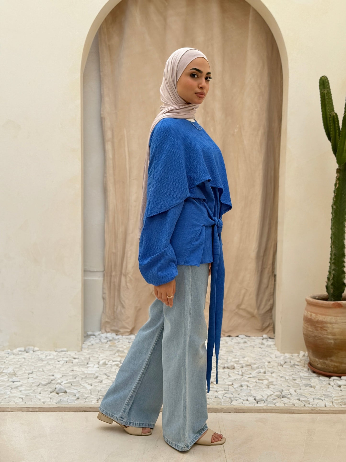Elegant Twist blouse In Royal Blue