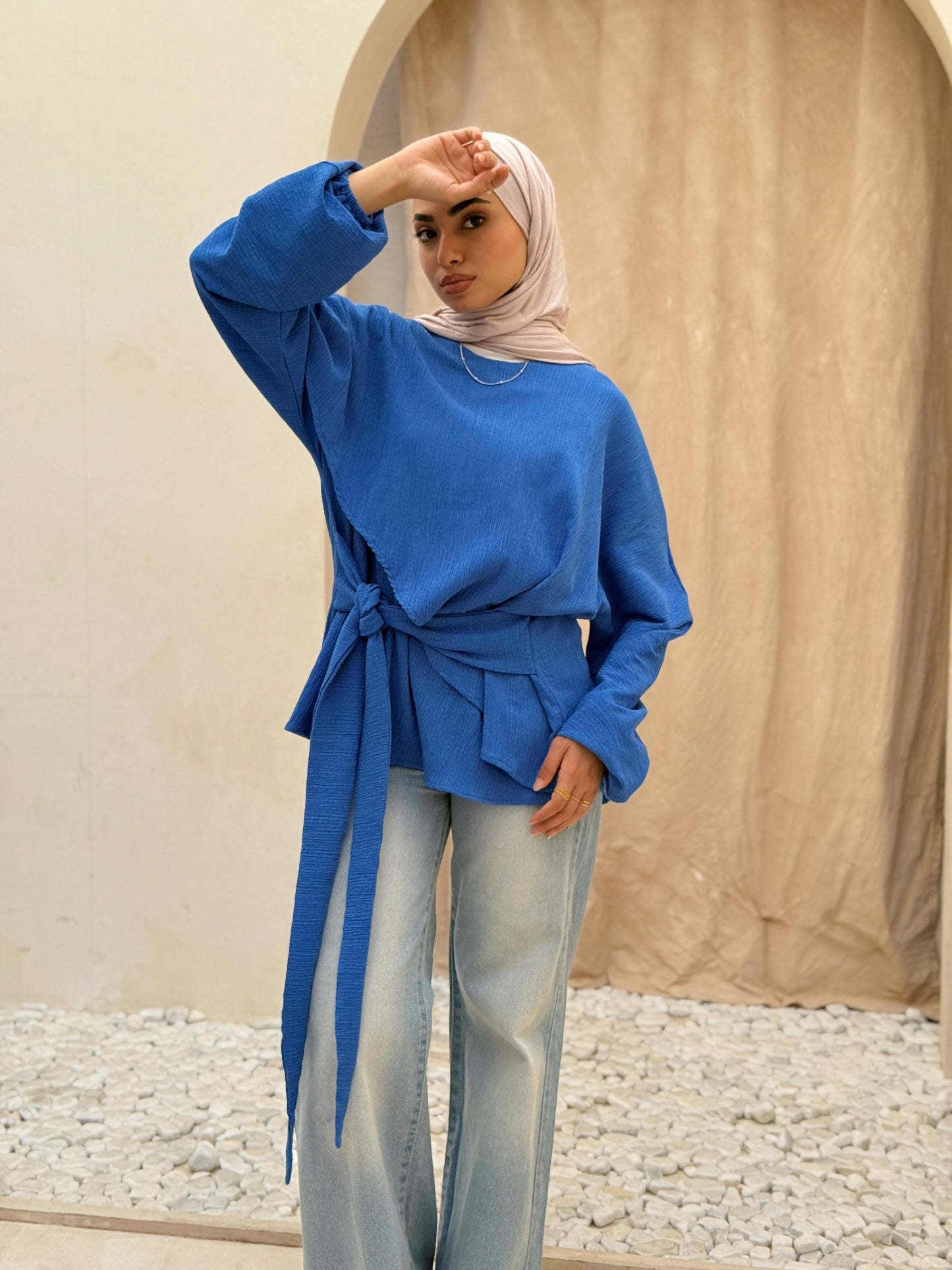 Elegant Twist blouse In Royal Blue