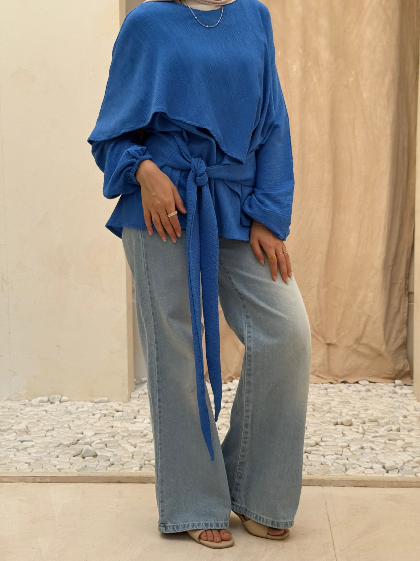 Elegant Twist blouse In Royal Blue