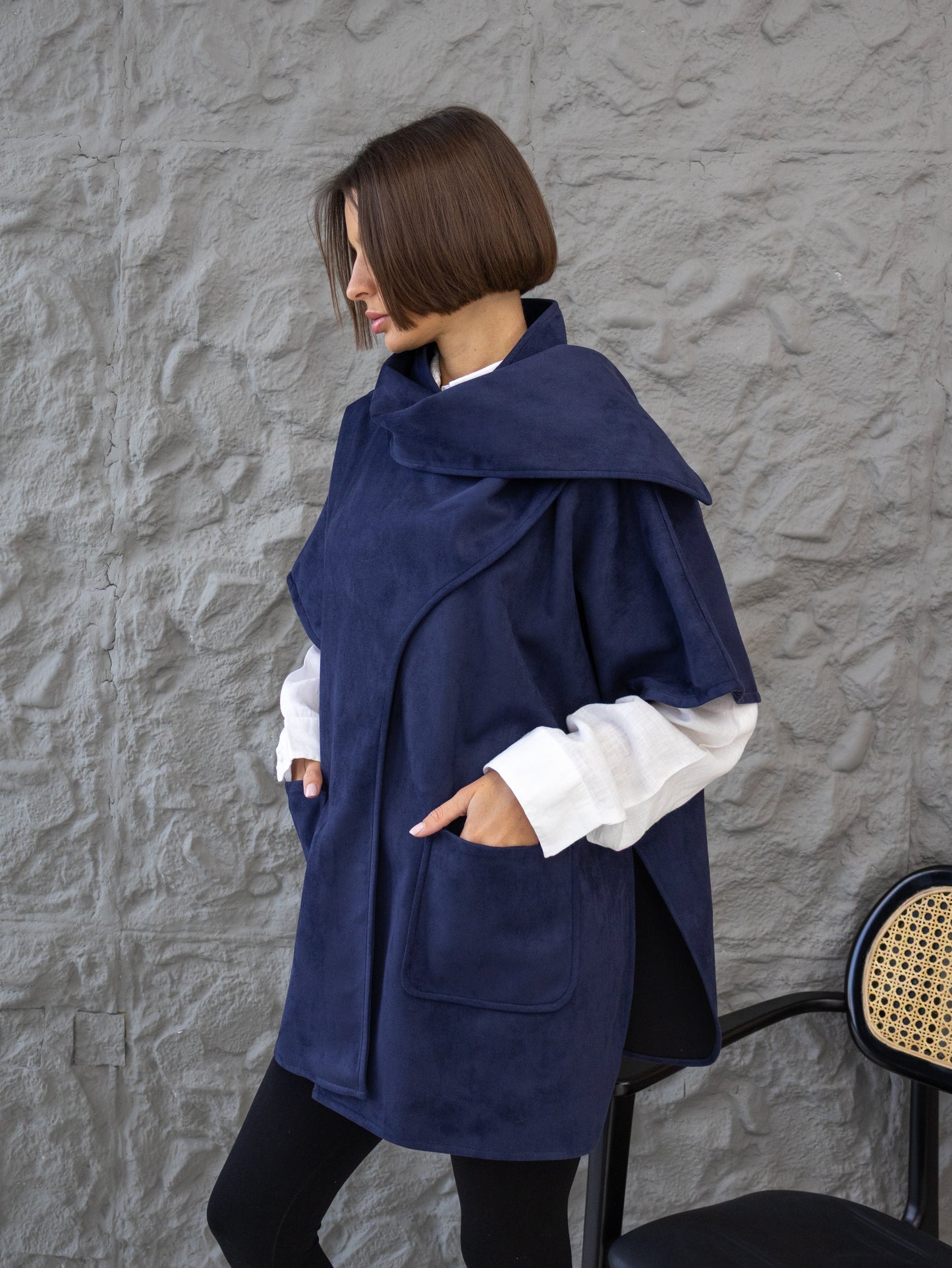 Cozy Shawl Jacket (Navy)