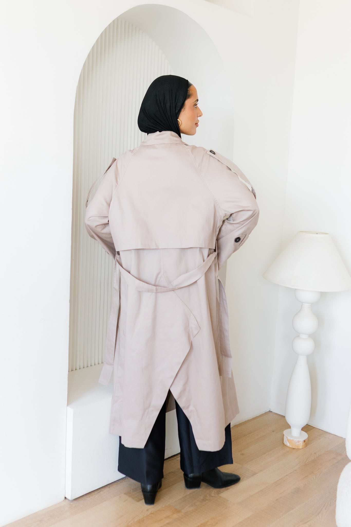 Longline Trench Coat - Nude Beige
