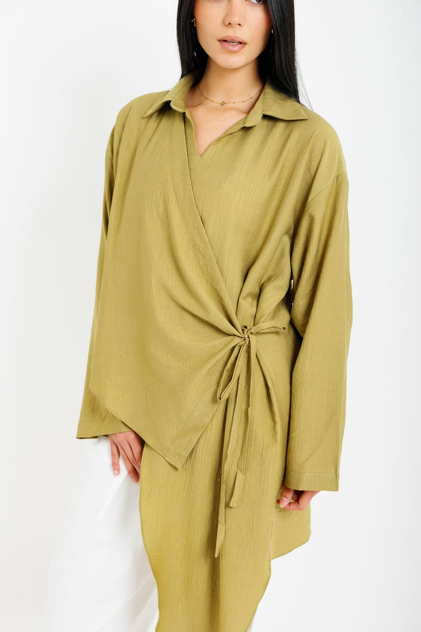 Tied Up Asymmetrical Top - Pistachio