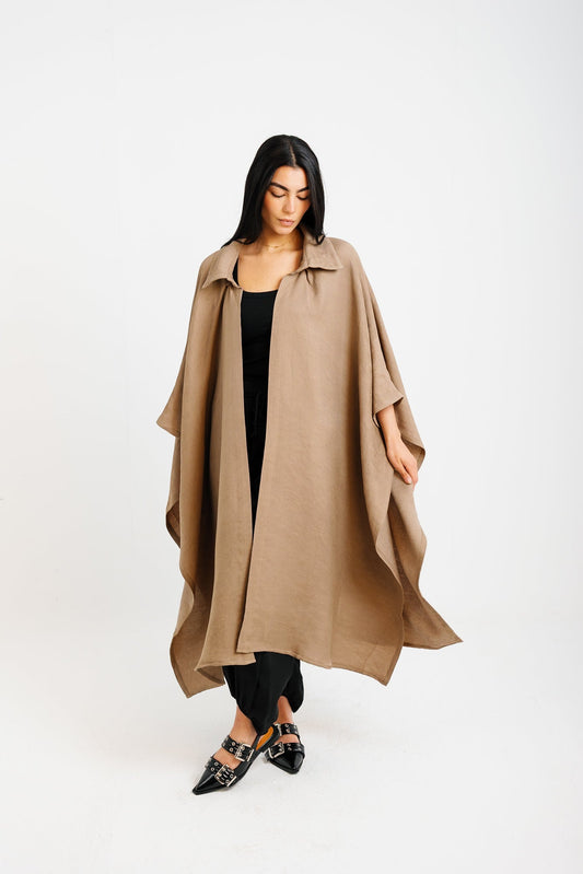 Shimmery Ribbed Kimono - Taupe