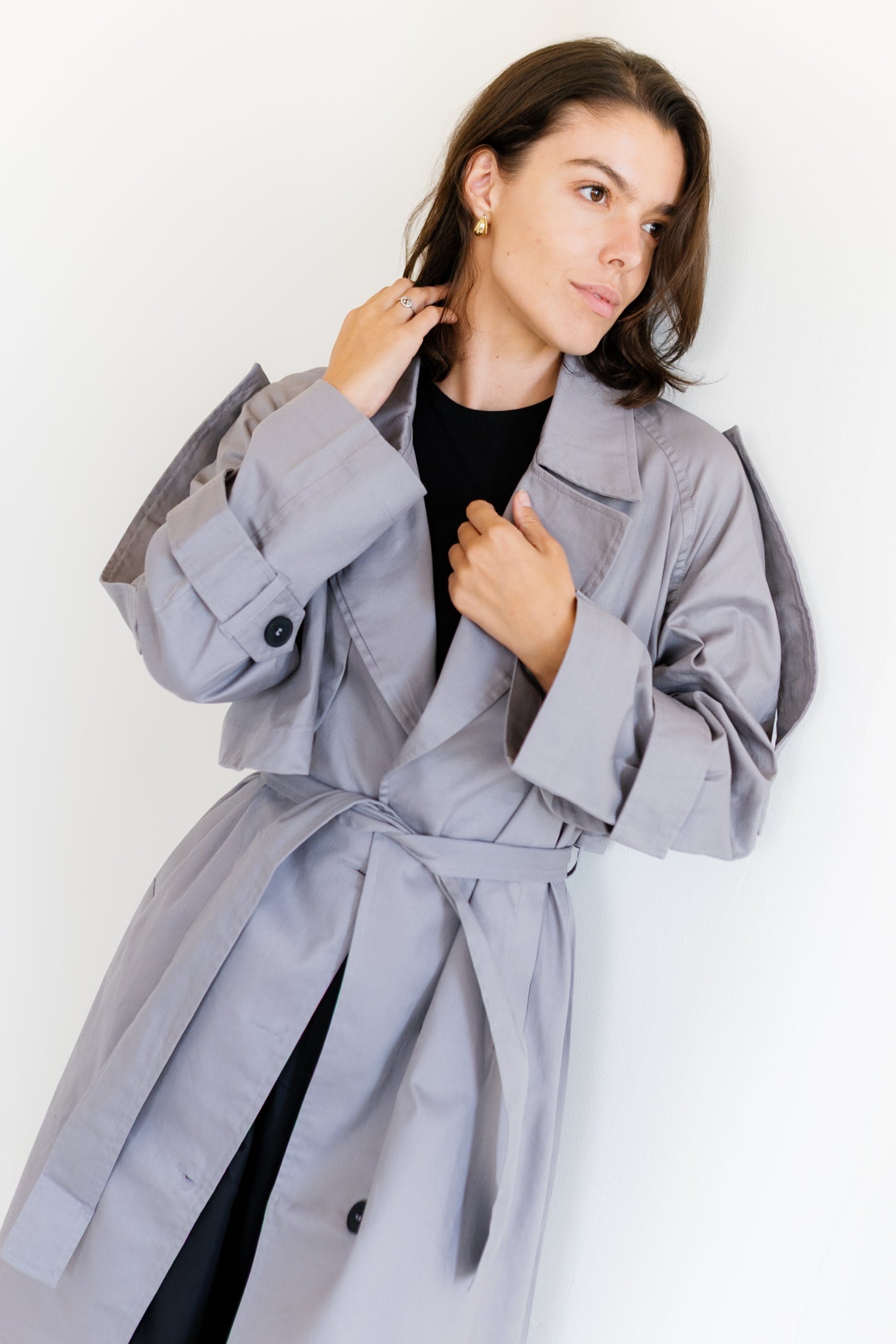 Longline Trench Coat - Grey