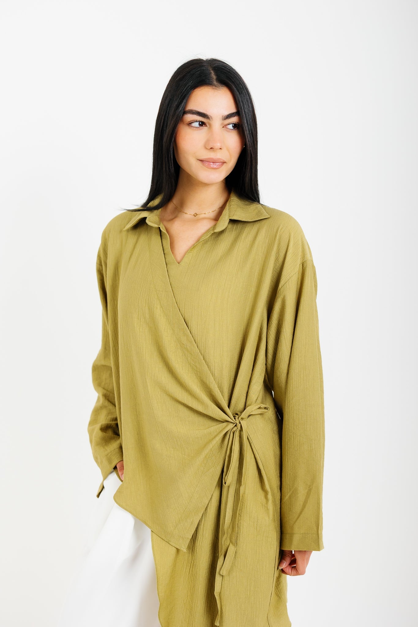 Tied Up Asymmetrical Top - Pistachio