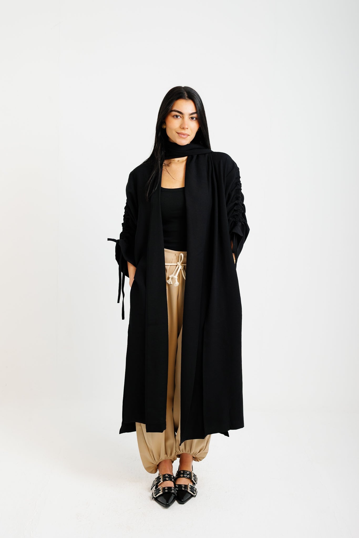 The Round Up Scarfed Kaftan - Black