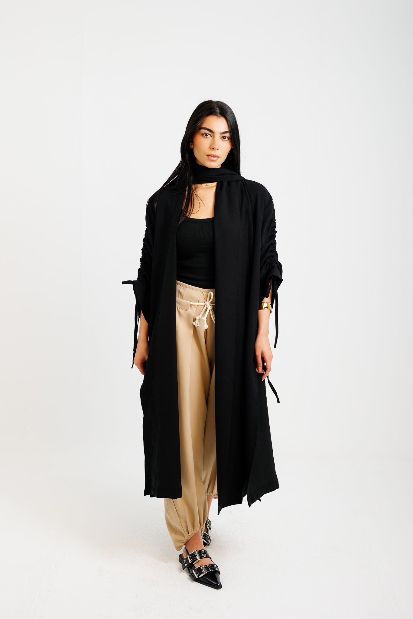 The Round Up Scarfed Kaftan - Black