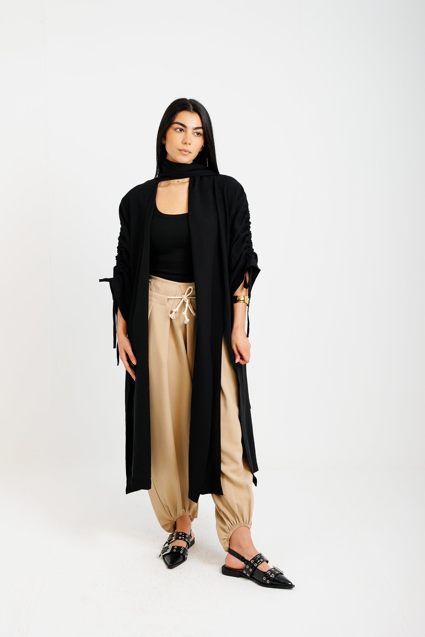 The Round Up Scarfed Kaftan - Black