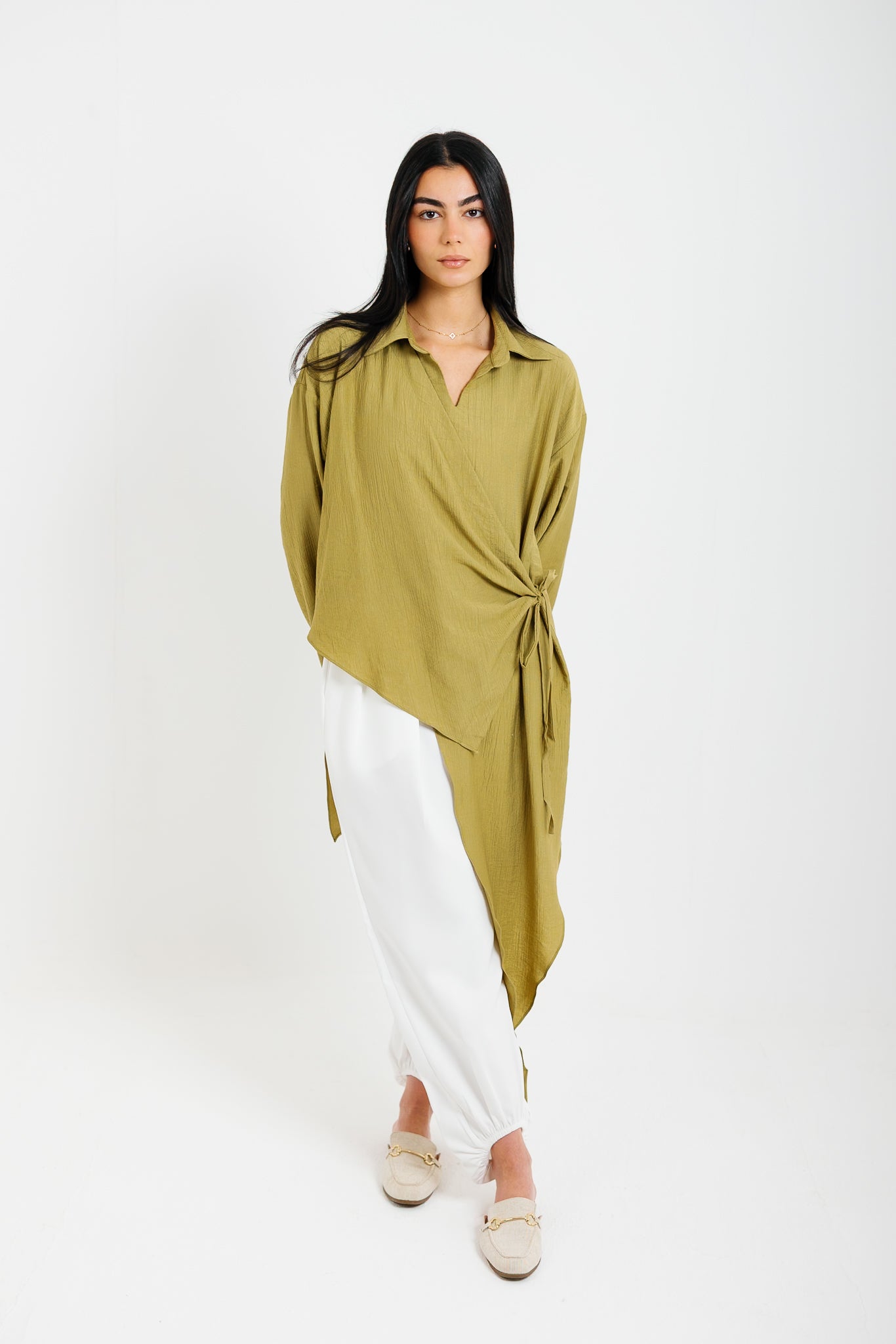 Tied Up Asymmetrical Top - Pistachio