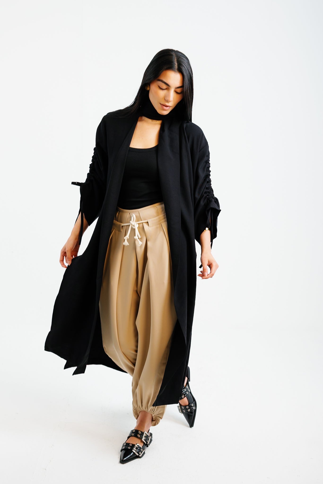The Round Up Scarfed Kaftan - Black
