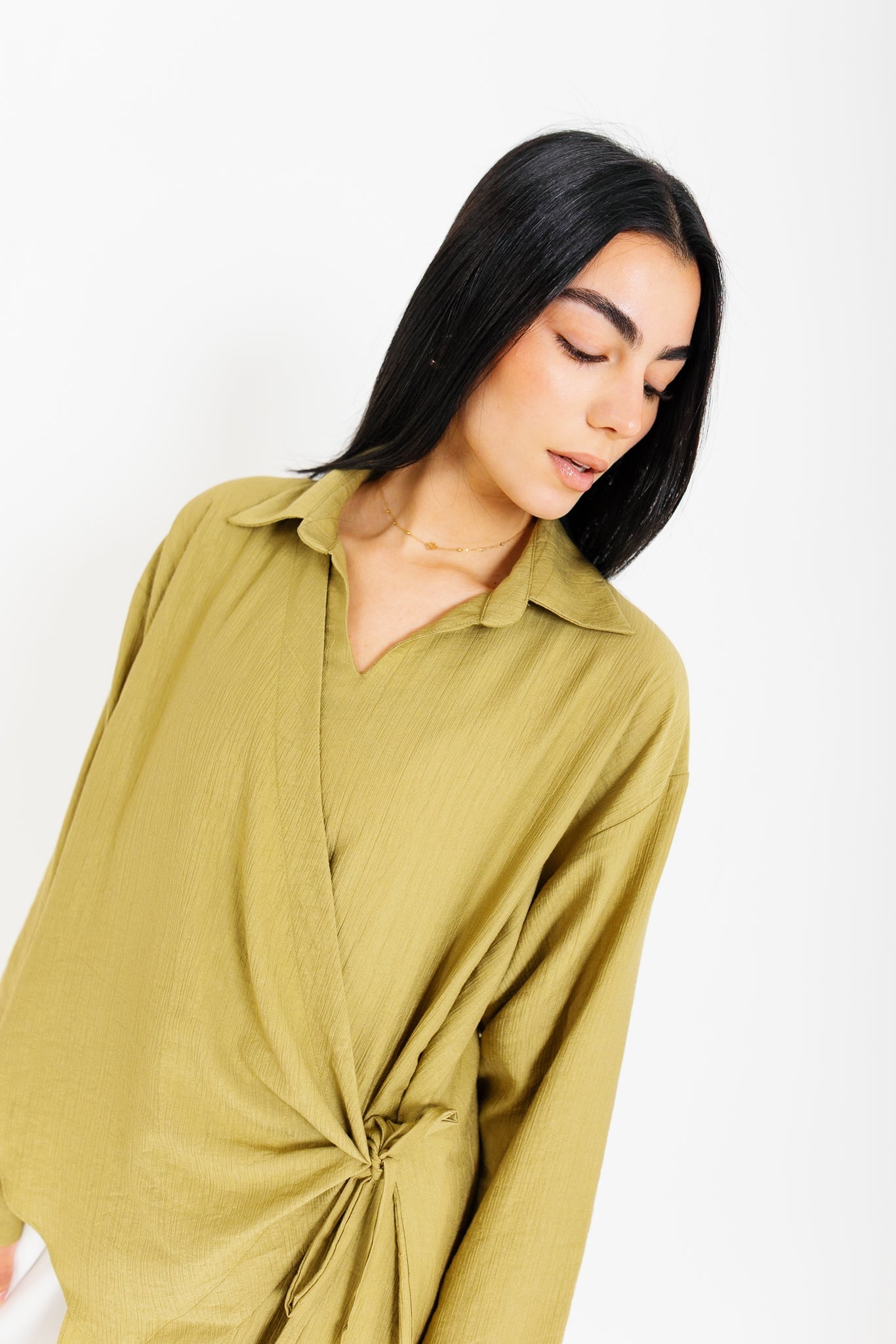Tied Up Asymmetrical Top - Pistachio