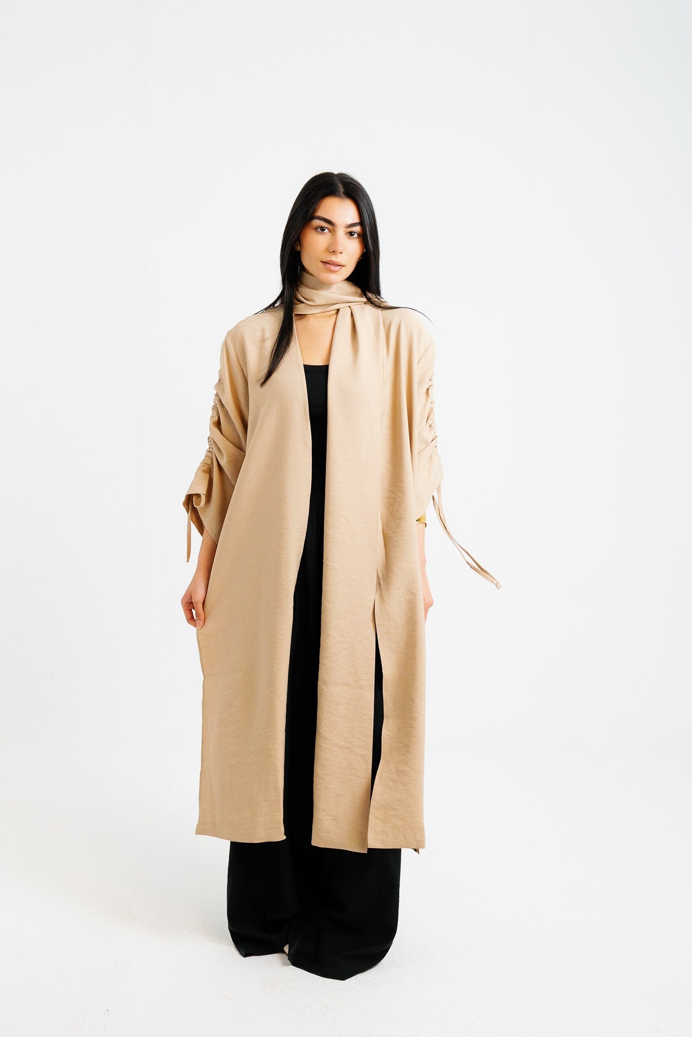 The Round Up Scarfed Kaftan - Beige