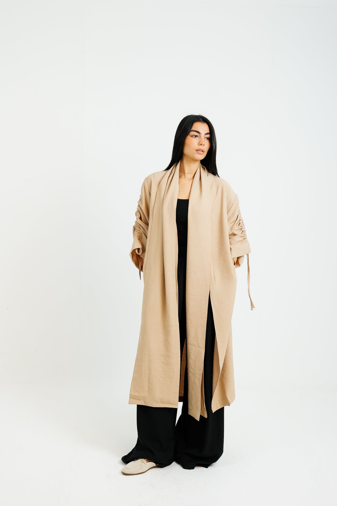 The Round Up Scarfed Kaftan - Beige