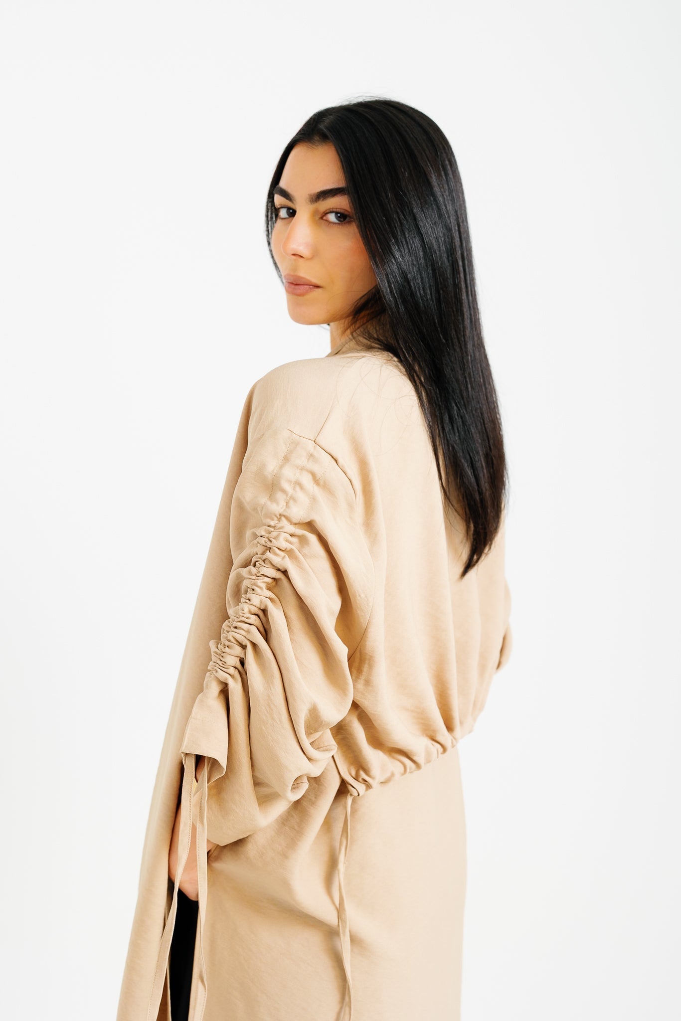 The Round Up Scarfed Kaftan - Beige