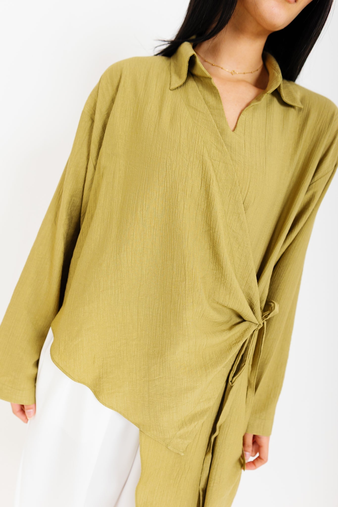 Tied Up Asymmetrical Top - Pistachio