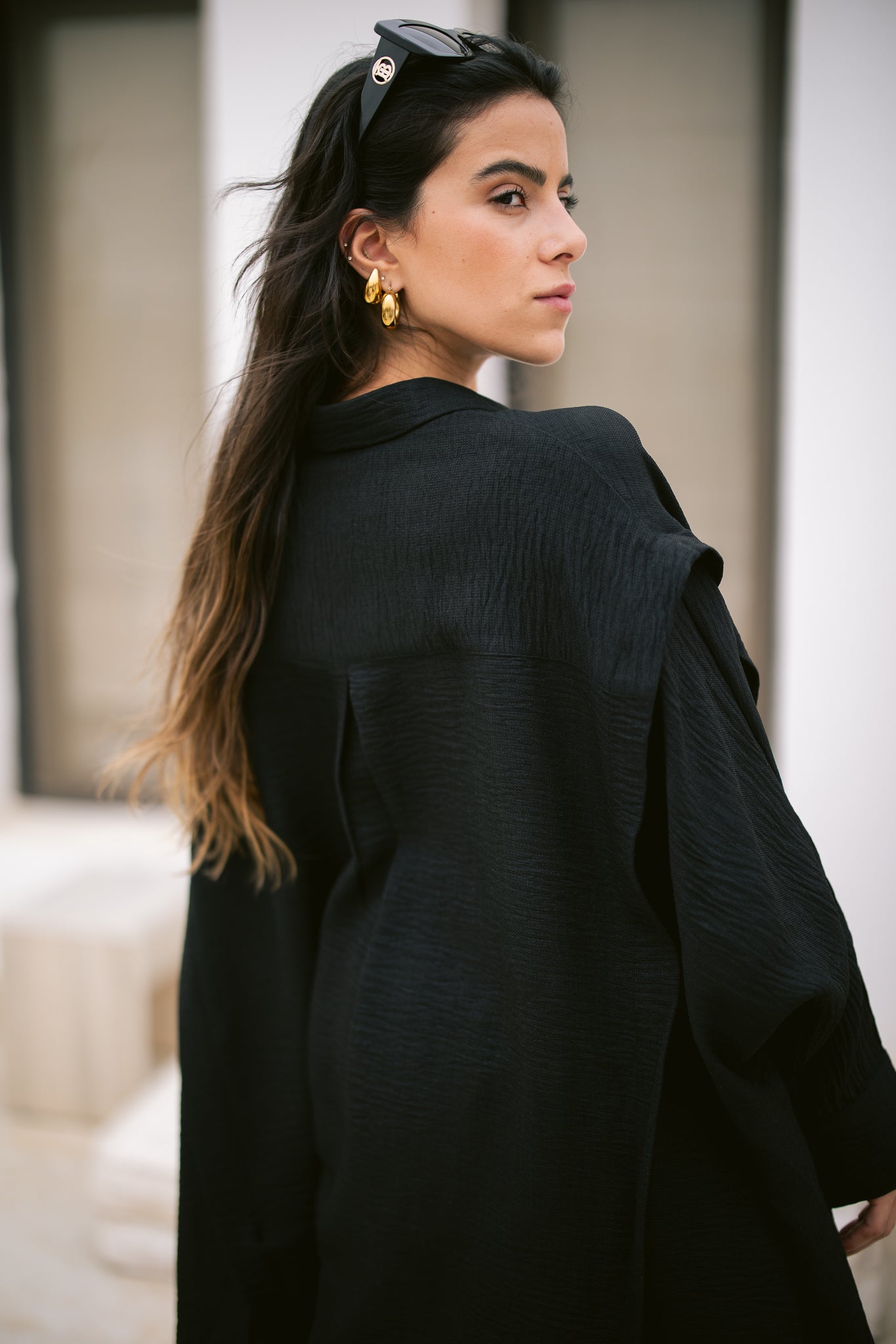 Layered Textured Shirt - Black