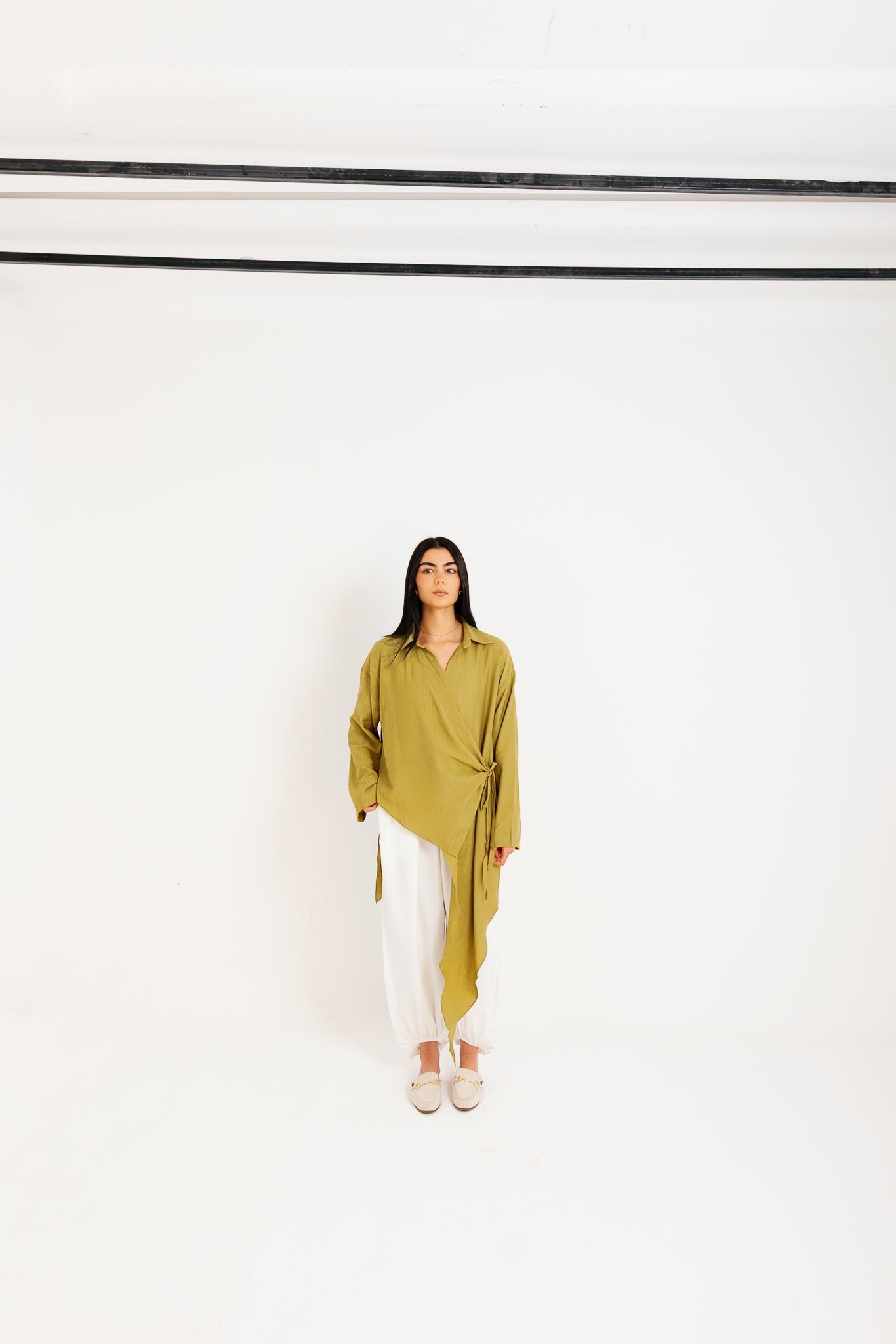 Tied Up Asymmetrical Top - Pistachio