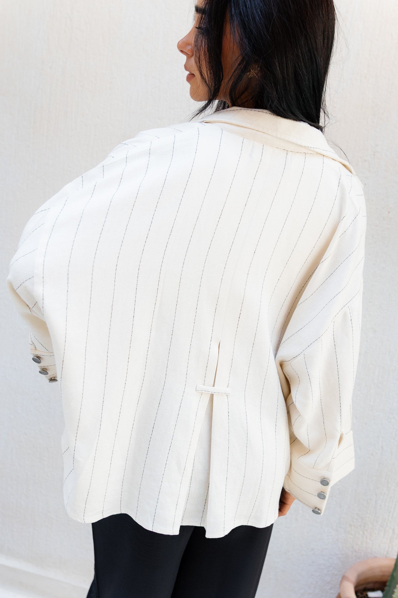 Striped Linen Shirt - Creme