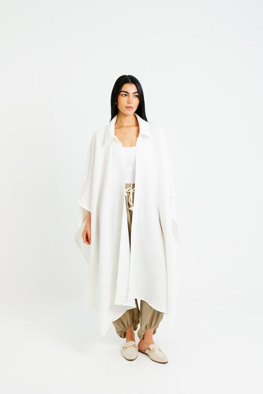 Shimmery Ribbed Kimono - White