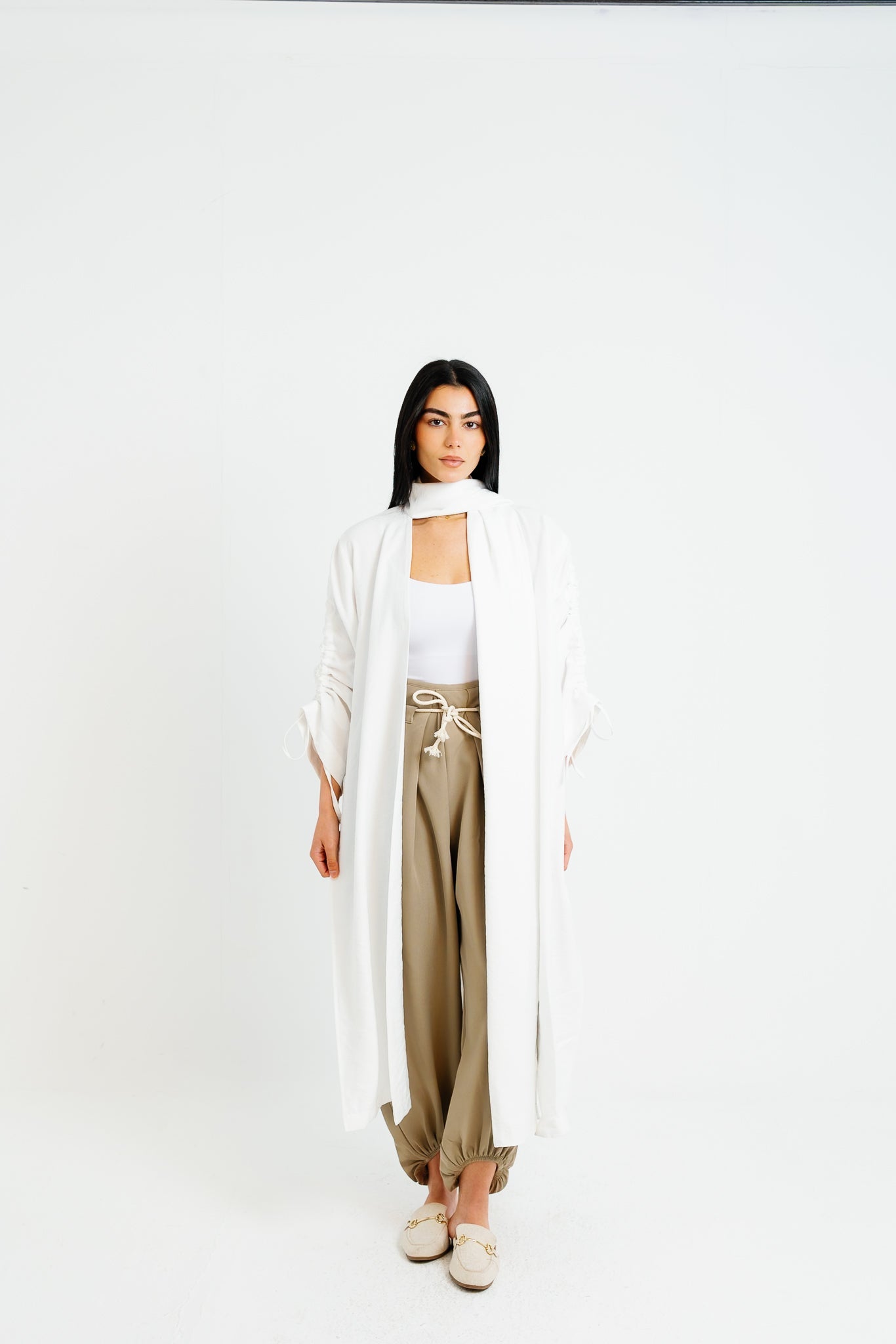 The Round Up Scarfed Kaftan - White
