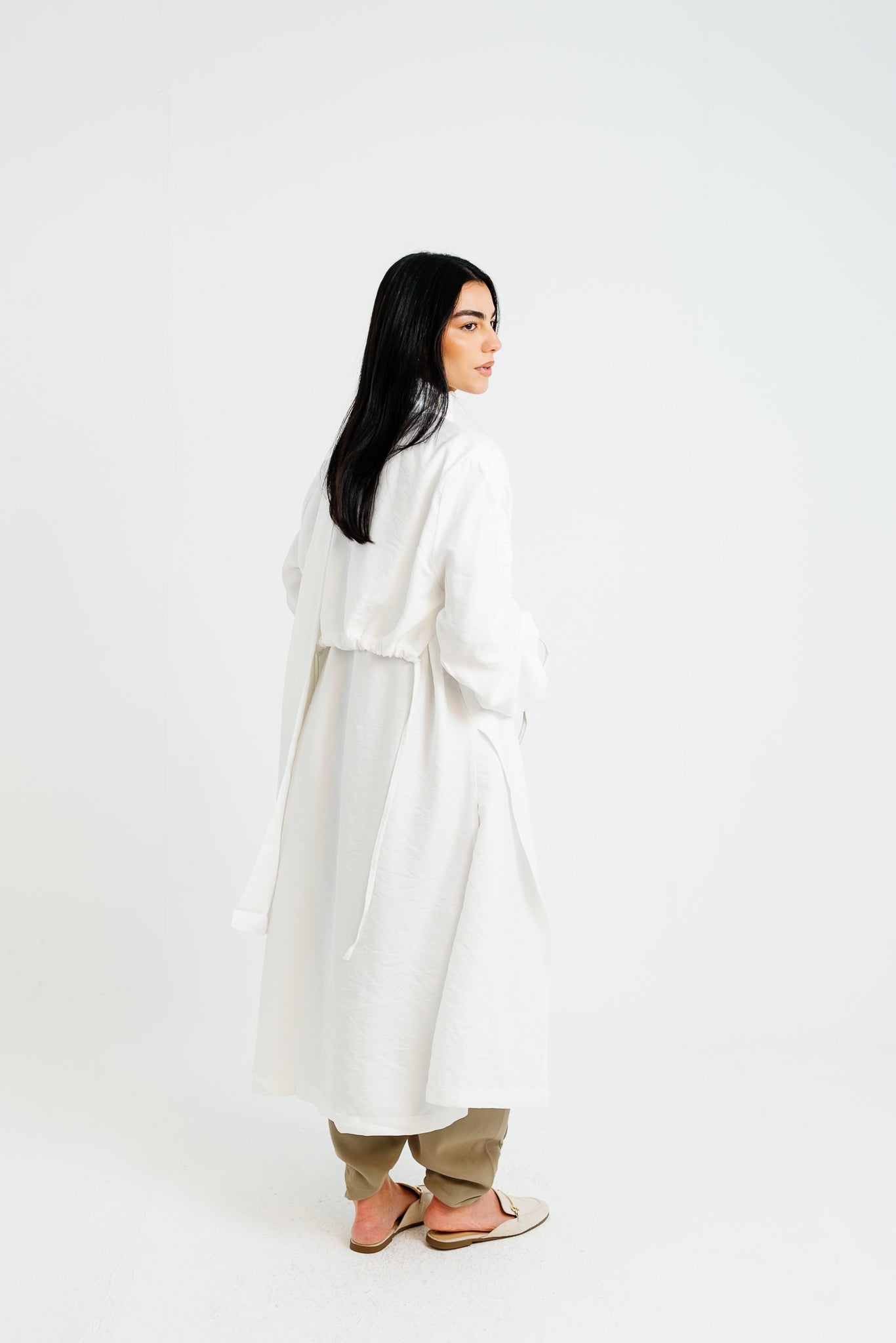 The Round Up Scarfed Kaftan - White