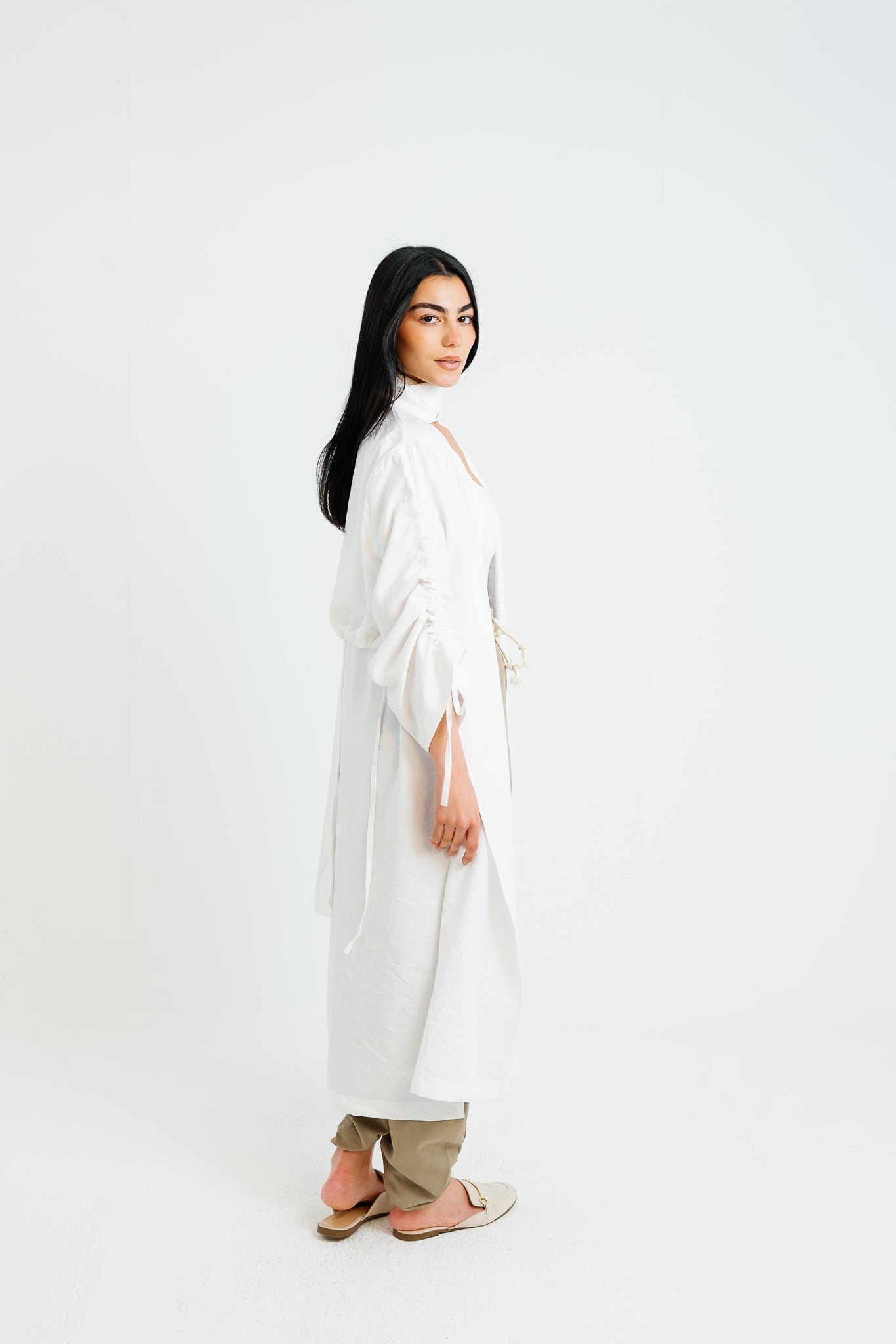 The Round Up Scarfed Kaftan - White