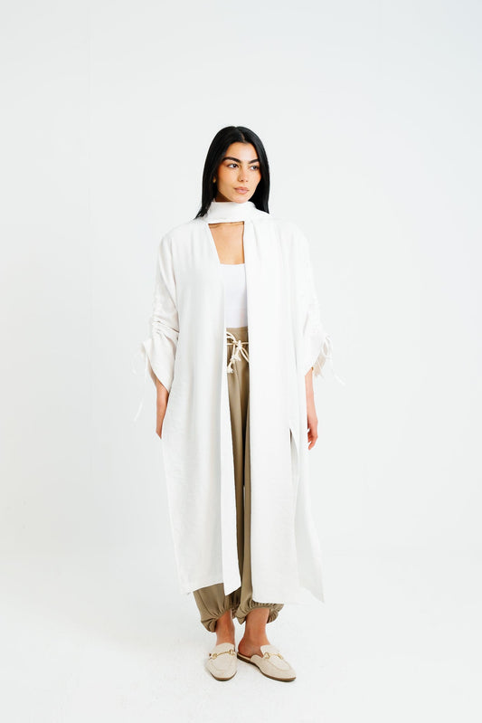 The Round Up Scarfed Kaftan - White
