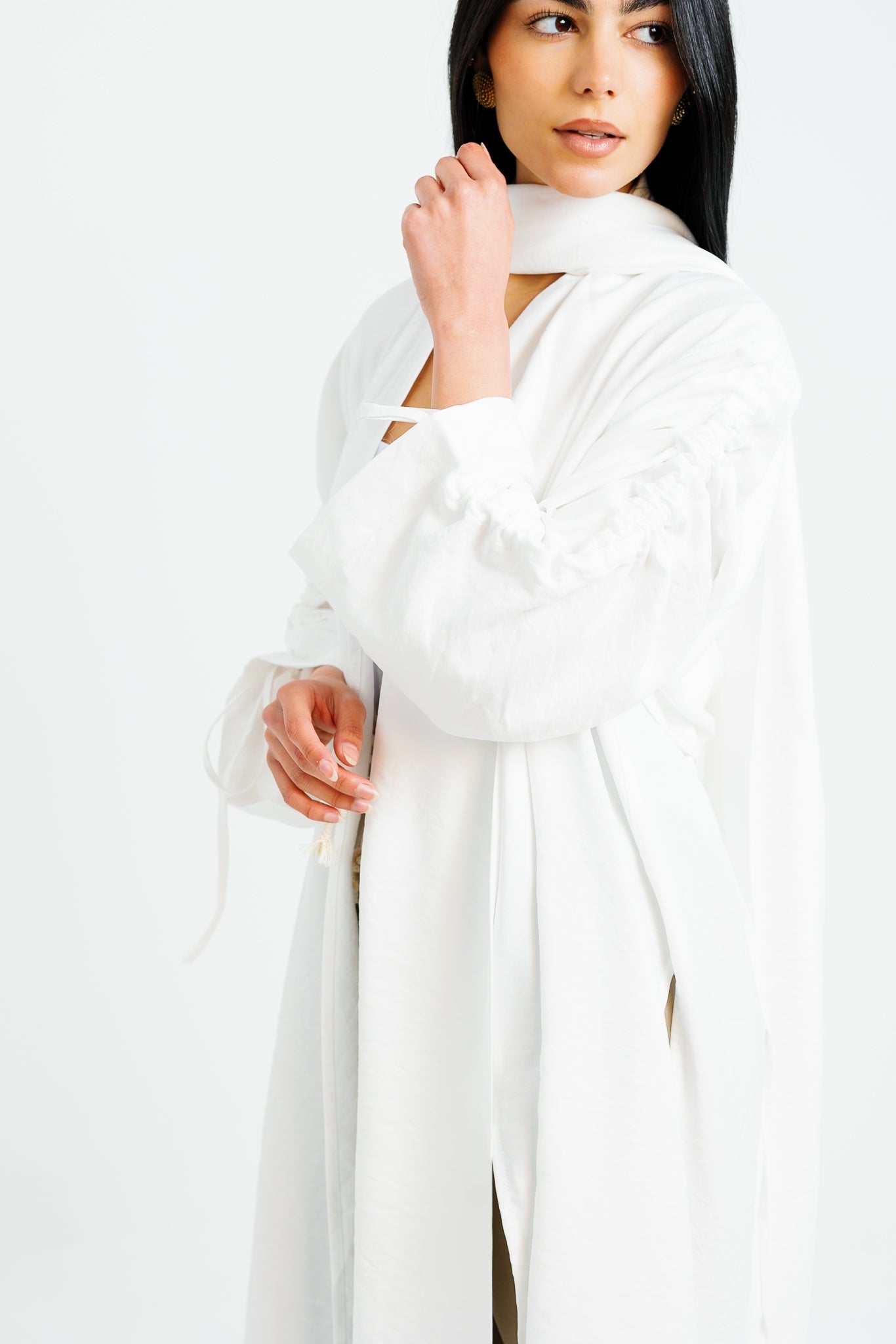 The Round Up Scarfed Kaftan - White