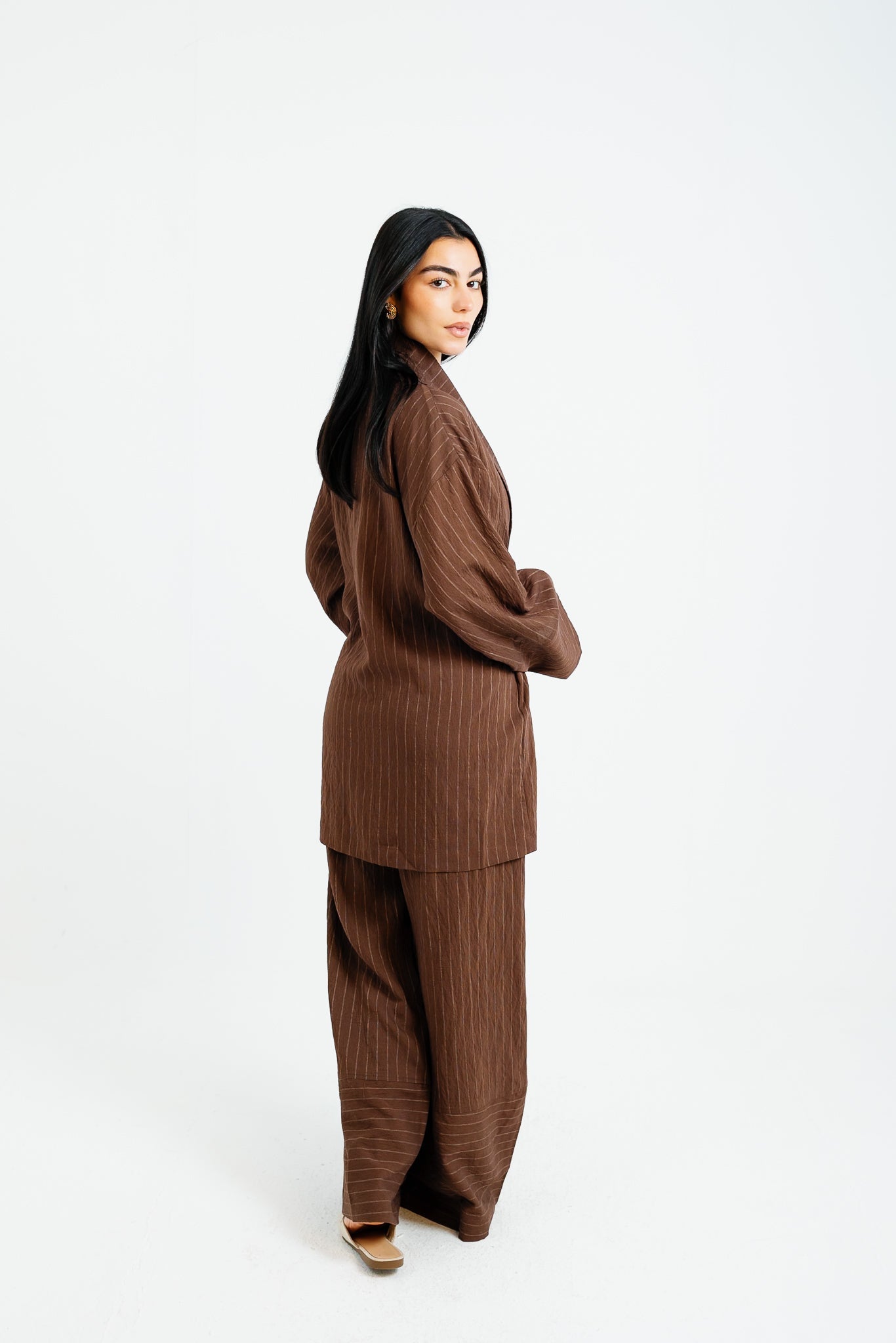 The Pinstripe Wrapped Set - Brown