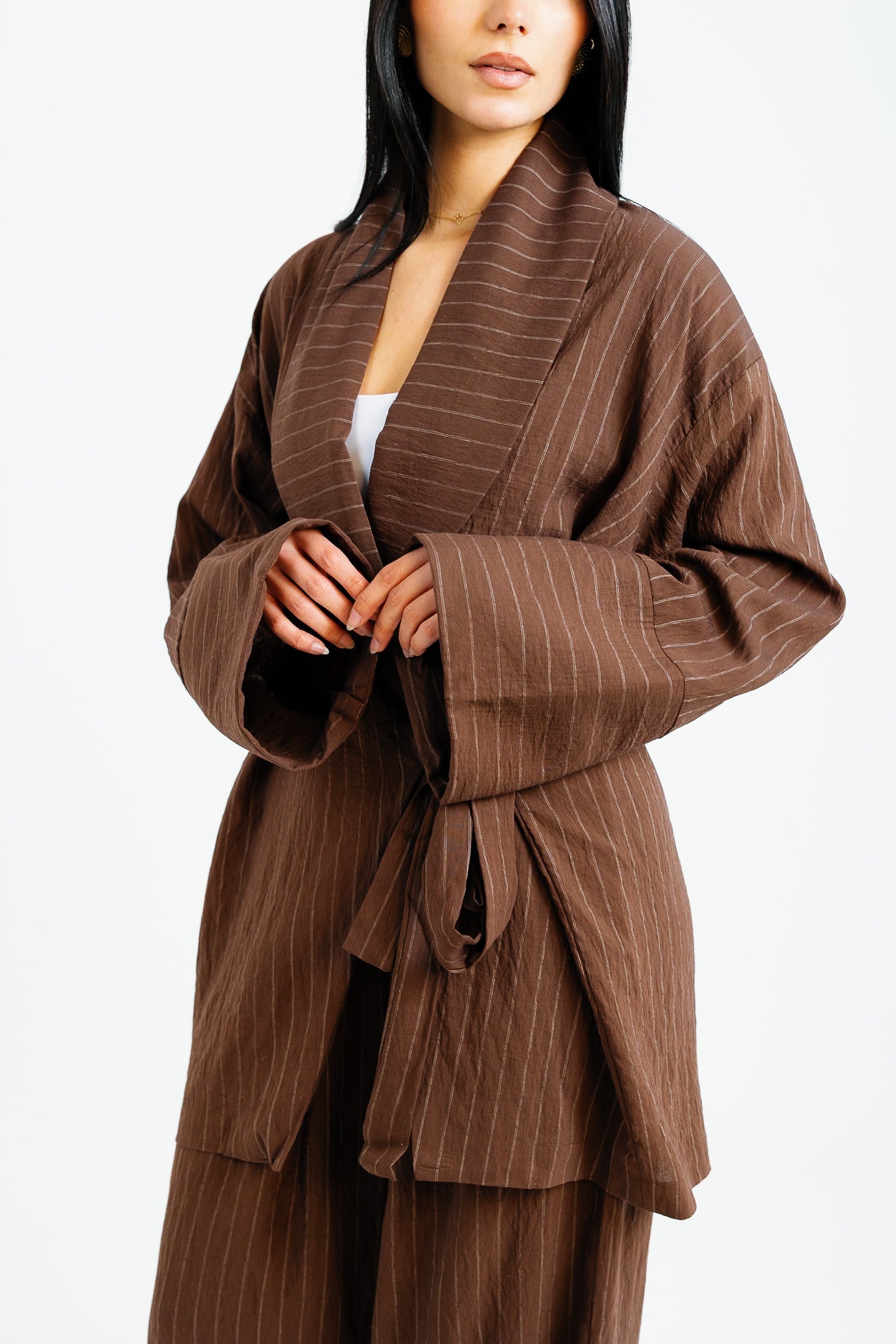 The Pinstripe Wrapped Set - Brown