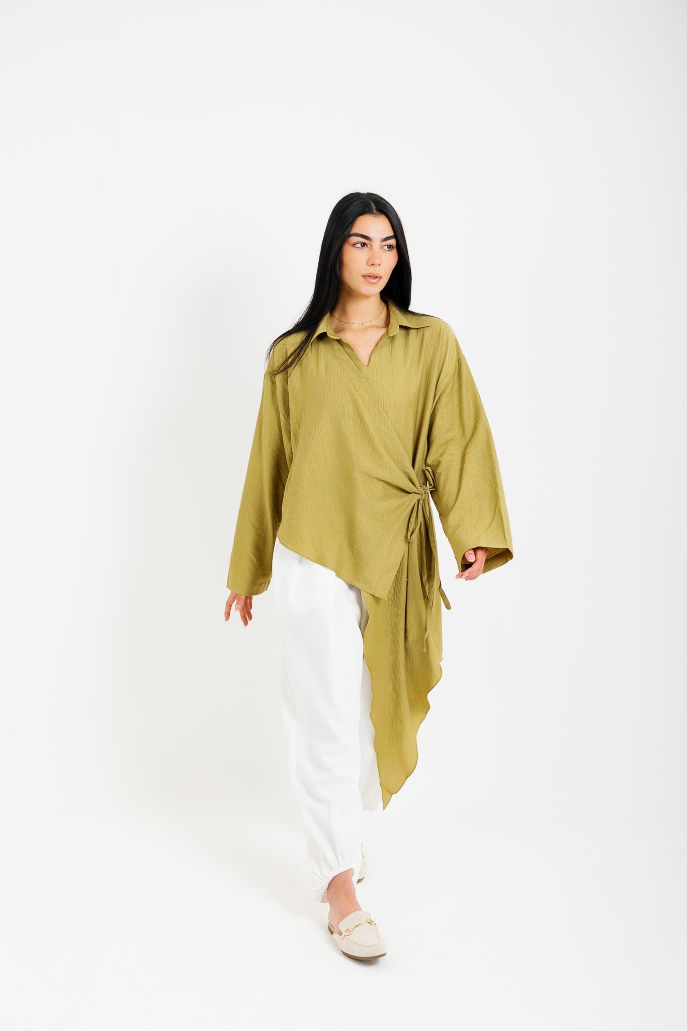 Tied Up Asymmetrical Top - Pistachio