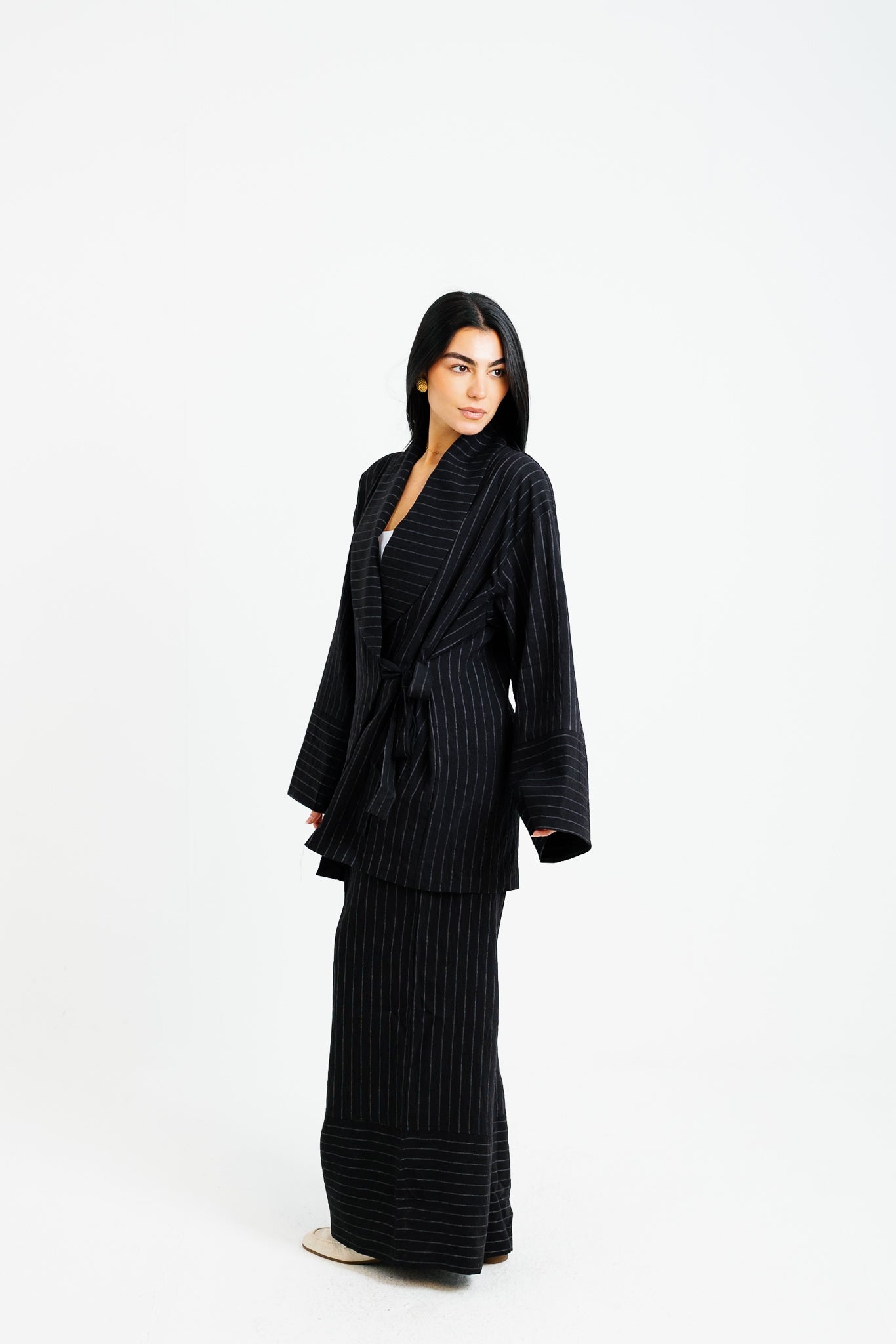 The Pinstripe Wrapped Set - Black
