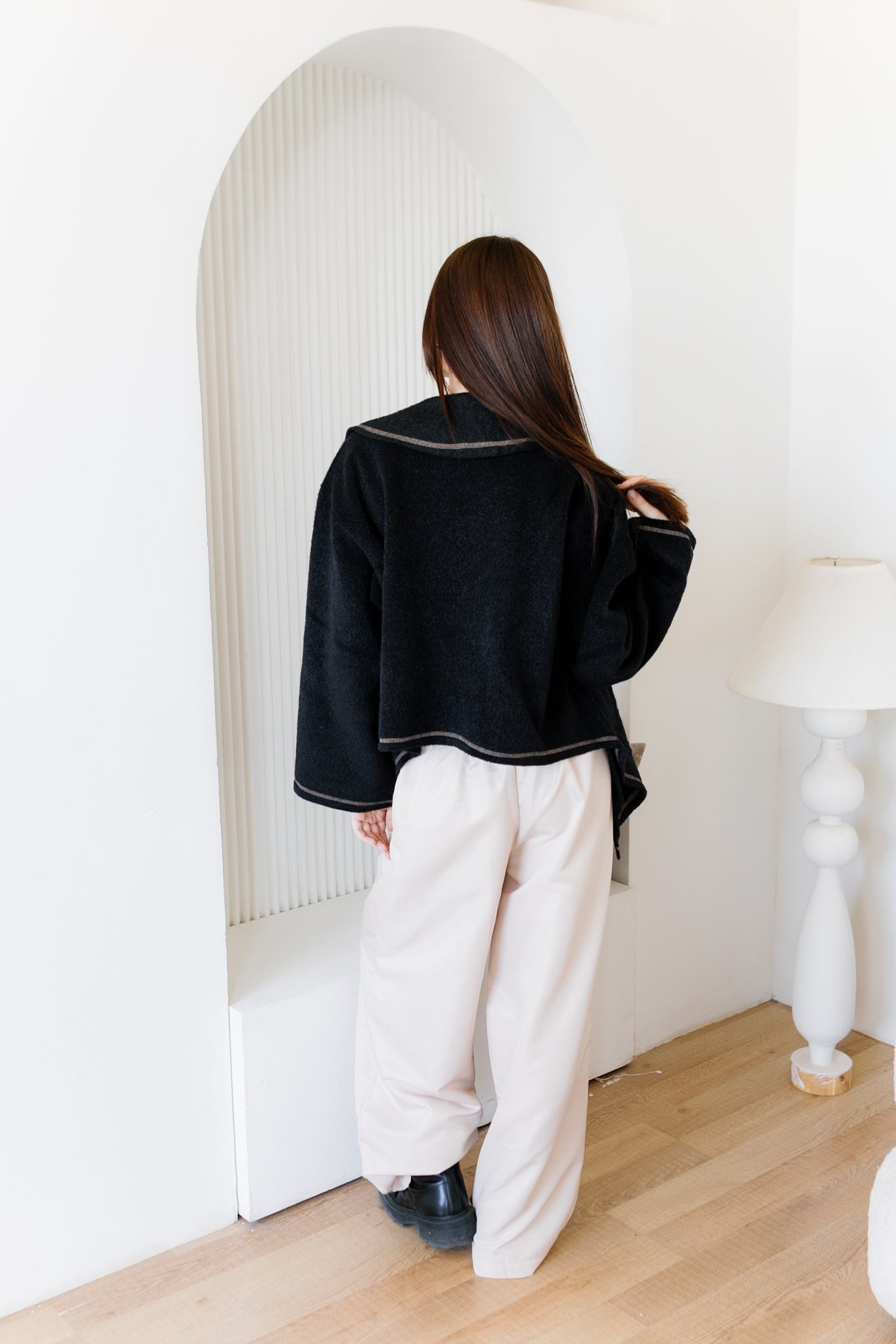 Scarfed Wool Jacket - Black