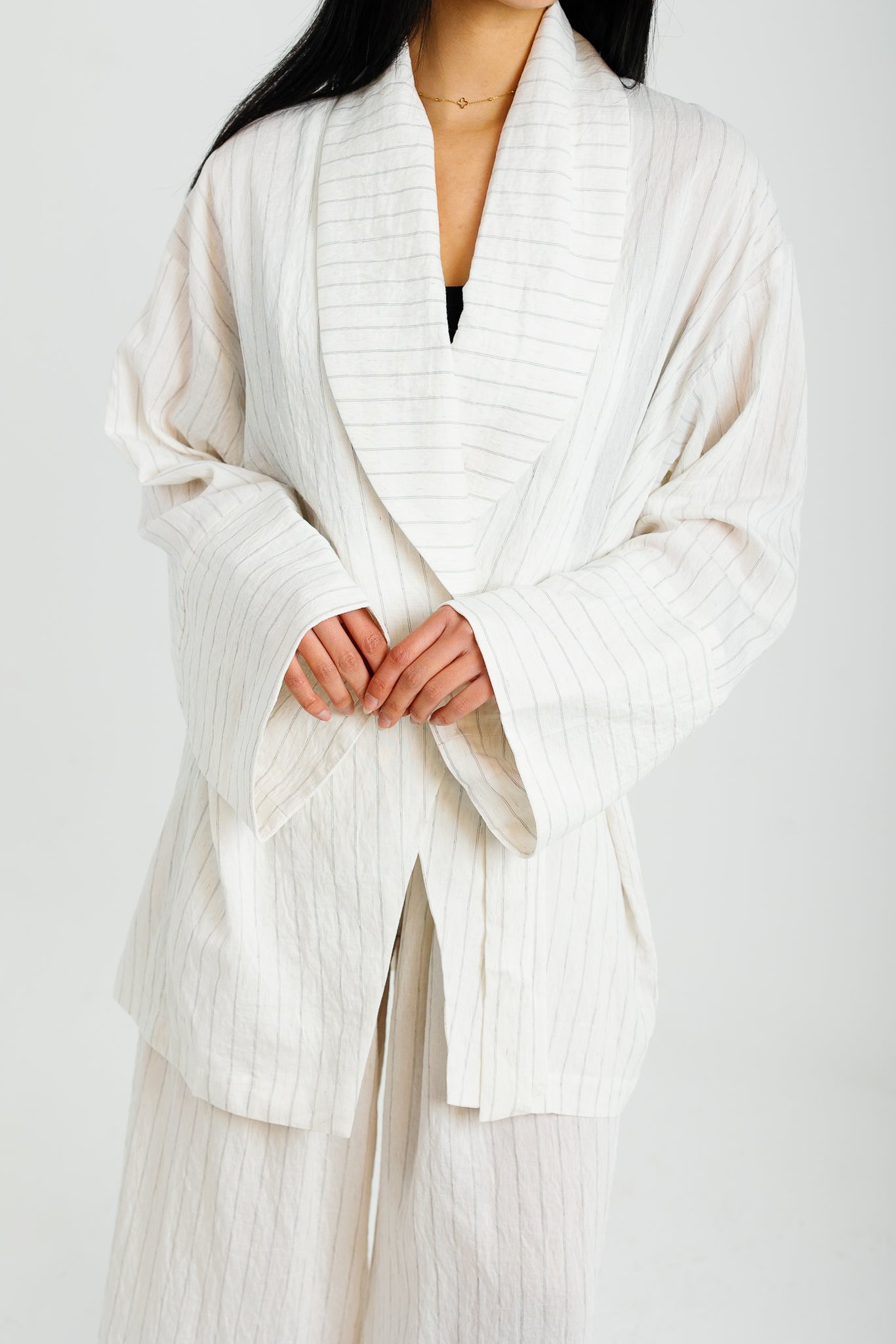 The Pinstripe Wrapped Set - White
