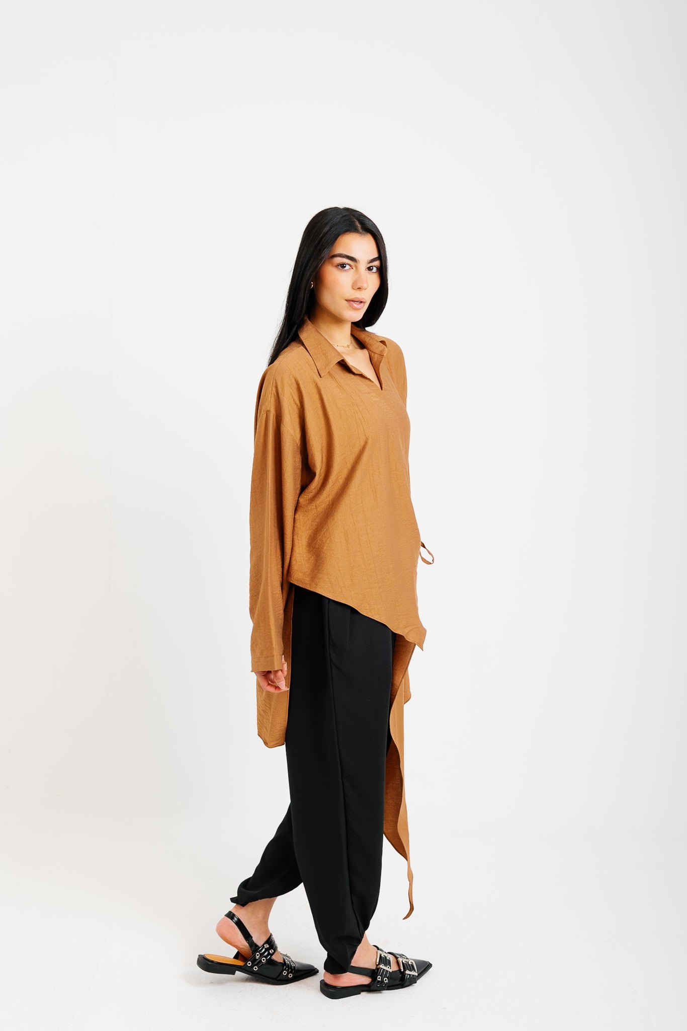 Tied Up Asymmetrical Top - Camel