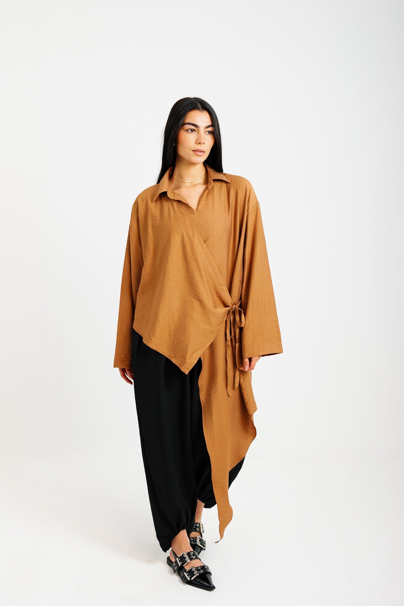 Tied Up Asymmetrical Top - Camel